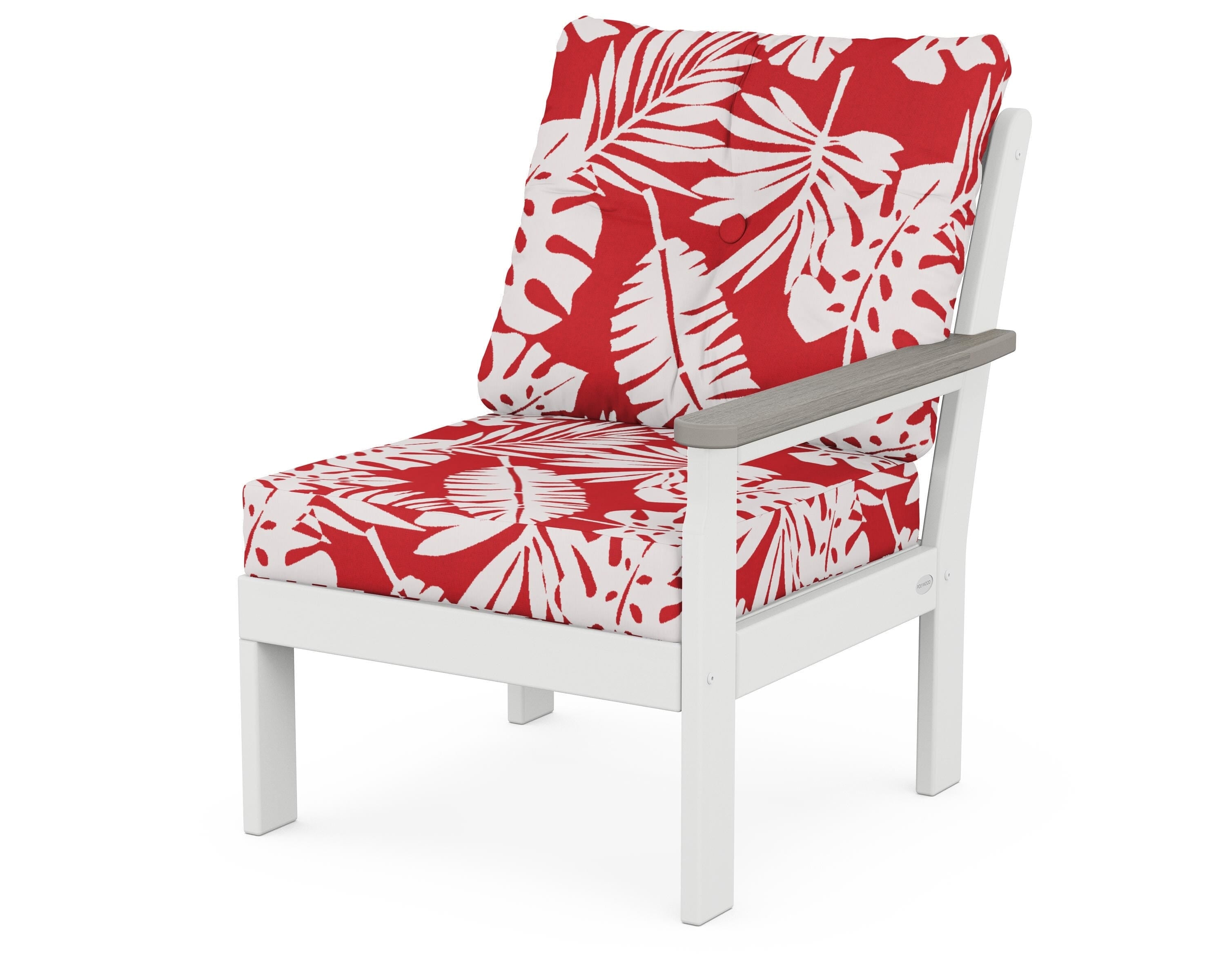 POLYWOOD® Vineyard Modular Right Arm Chair in White / Driftwood / Leaf Crimson