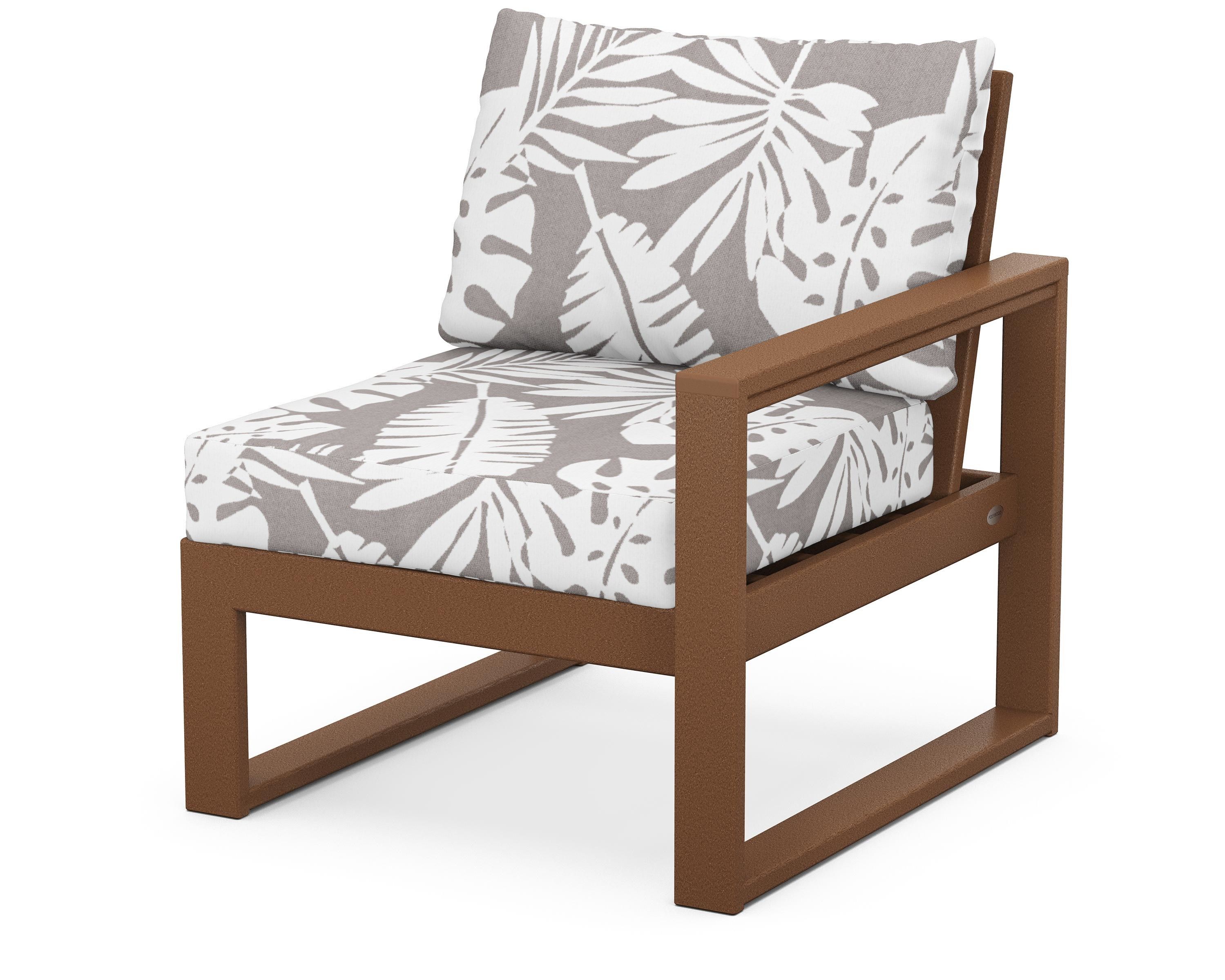 POLYWOOD® EDGE Modular Right Arm Chair in Teak / Leaf Grey Mist