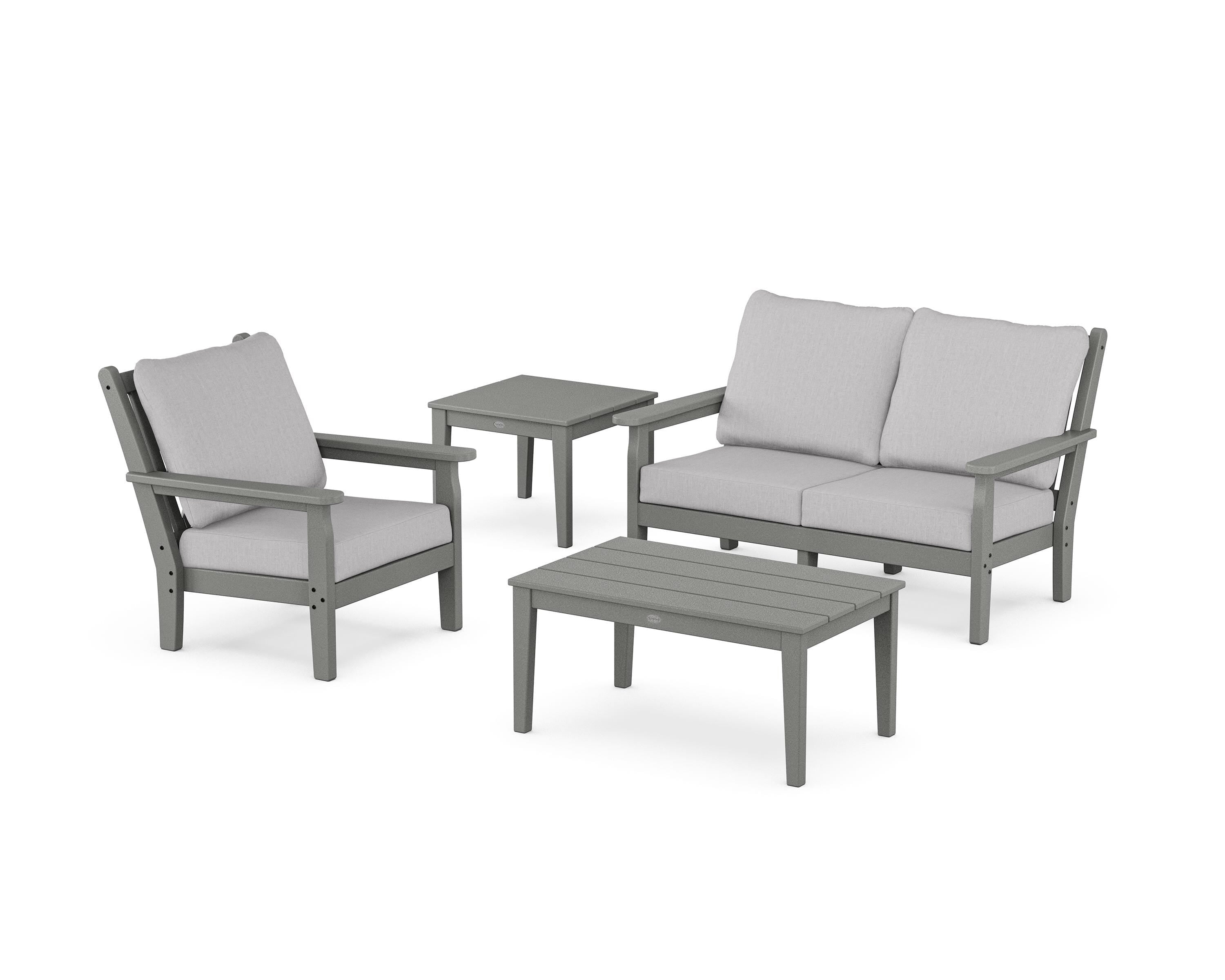 POLYWOOD® Chippendale 4-Piece Deep Seating Set in Slate Grey / Granite