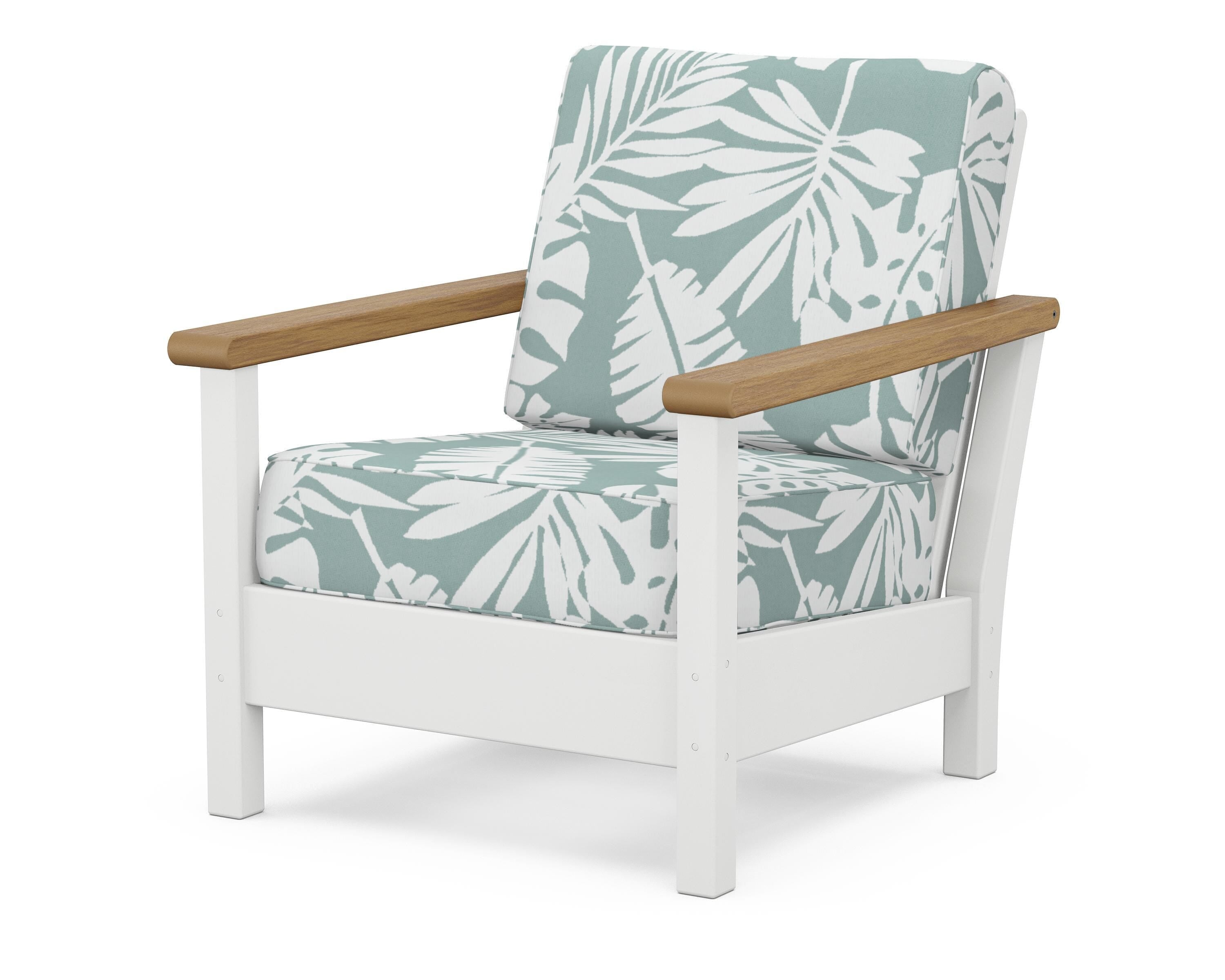 POLYWOOD® Harbour Deep Seating Chair in White / Natural / Leaf Glacier Spa