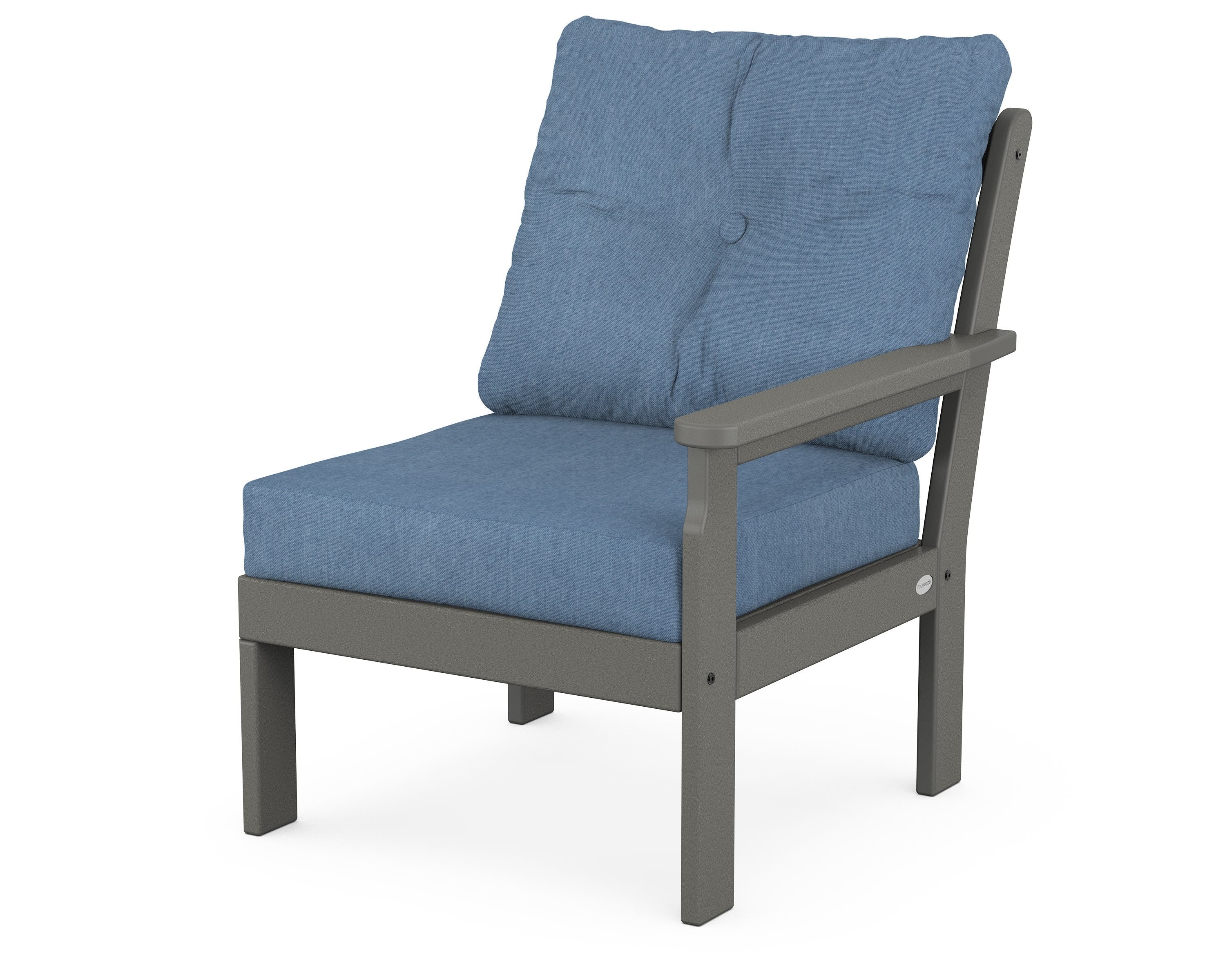 POLYWOOD® Vineyard Modular Right Arm Chair in Slate Grey / Sky Blue