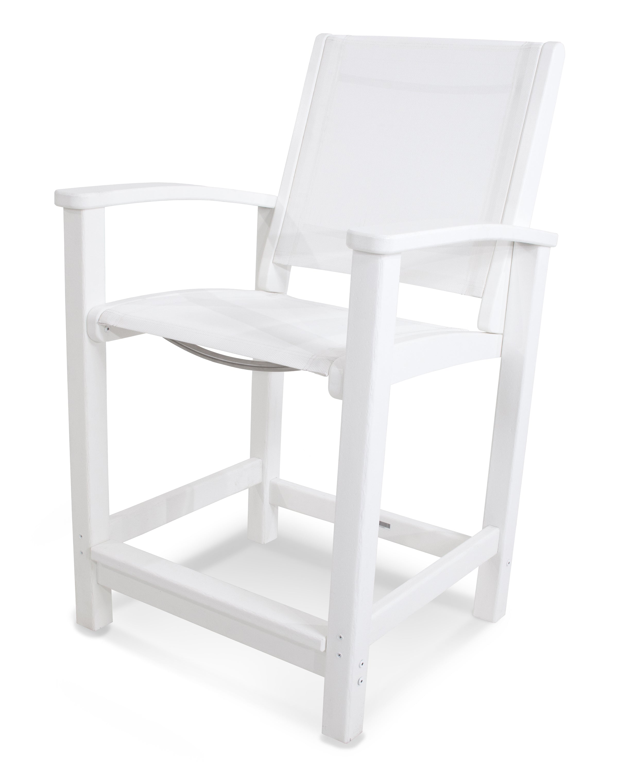 POLYWOOD® Coastal Counter Chair in White / White Sling