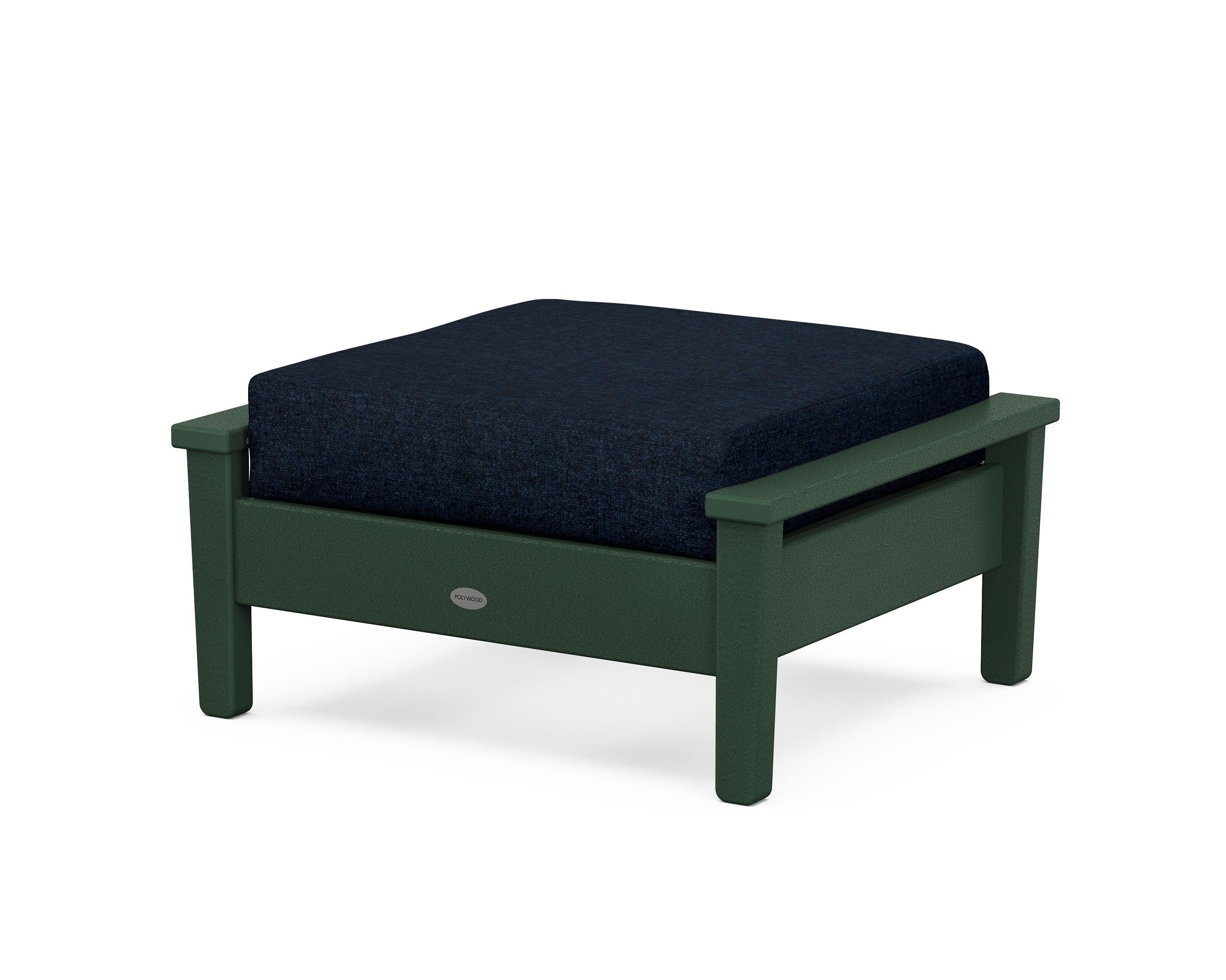 POLYWOOD® Prescott Deep Seating Ottoman in Green / Marine Indigo