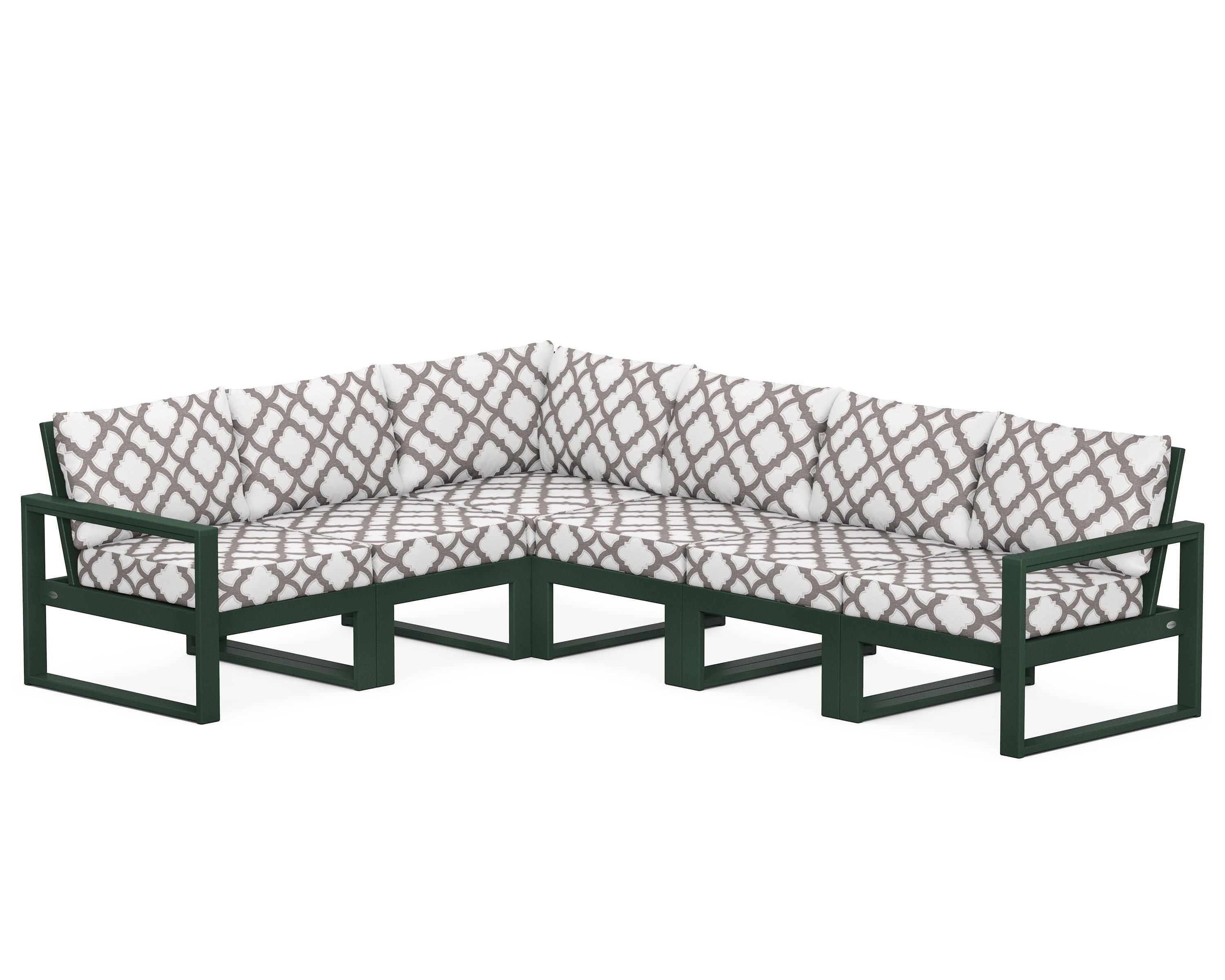 POLYWOOD® EDGE 6-Piece Modular Deep Seating Set in Green / Trellis Grey Mist