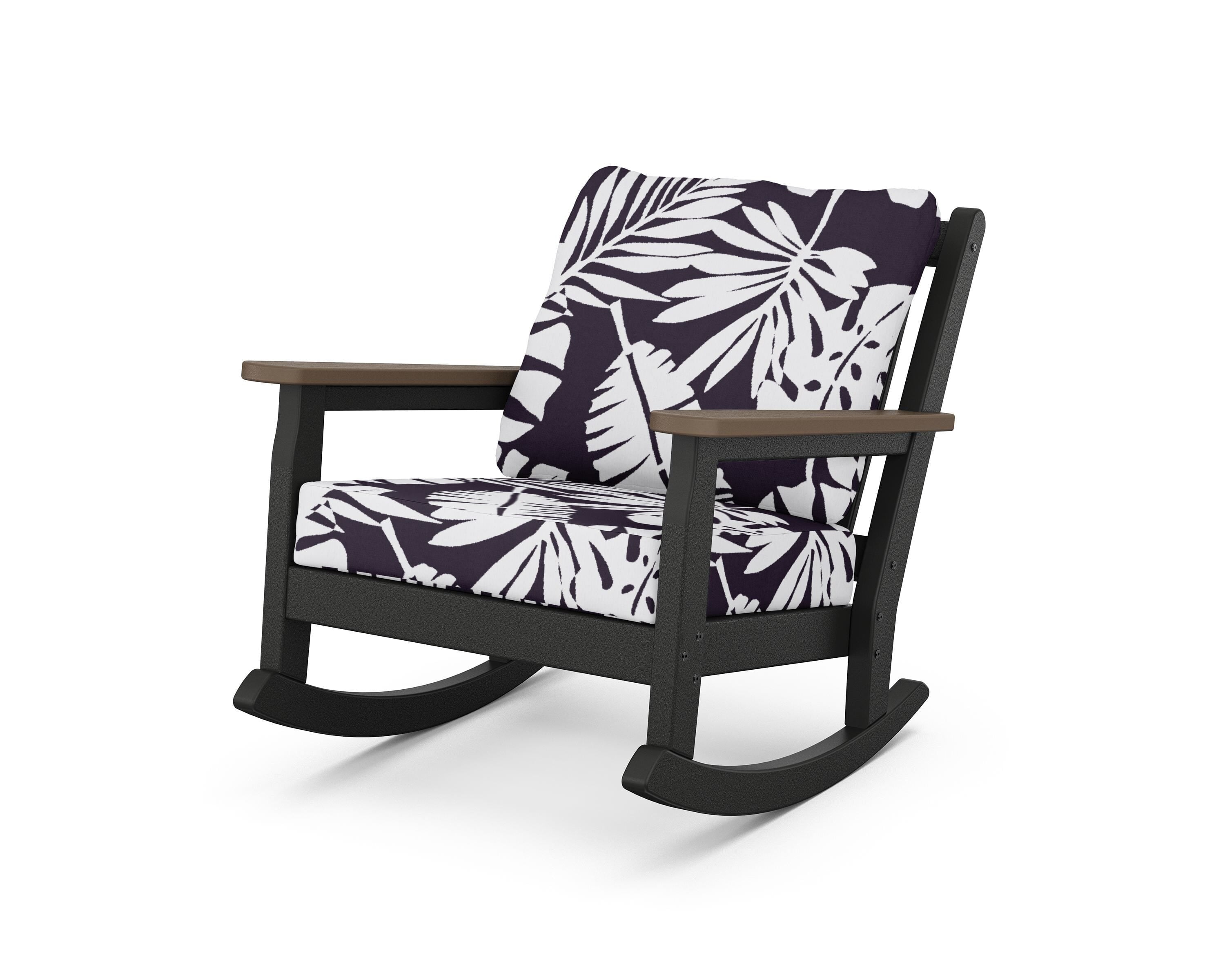 POLYWOOD® Chippendale Deep Seating Rocking Chair in Black / Kona / Leaf Navy
