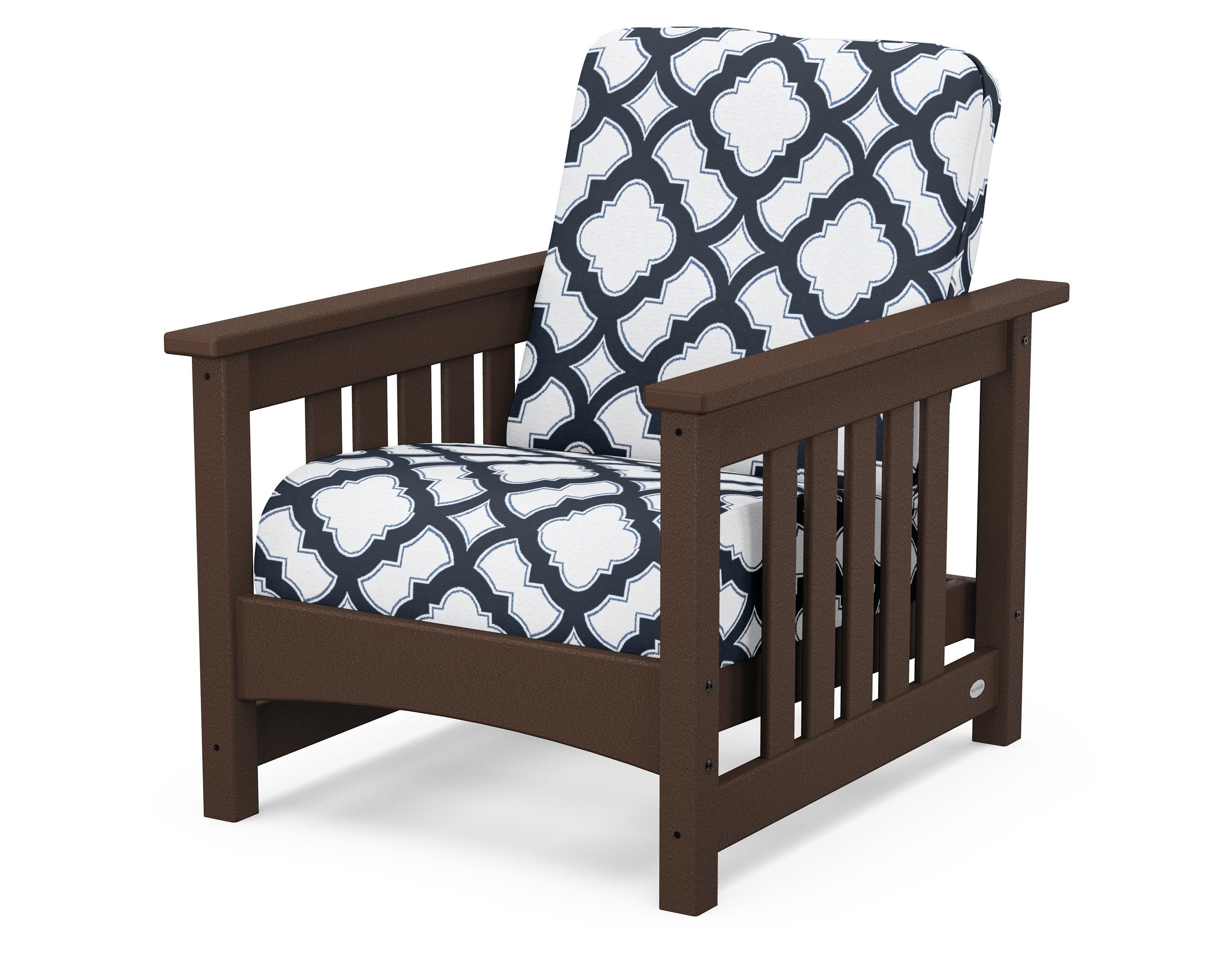 POLYWOOD® Club Mission Chair in Mahogany / Trellis Marine Indigo