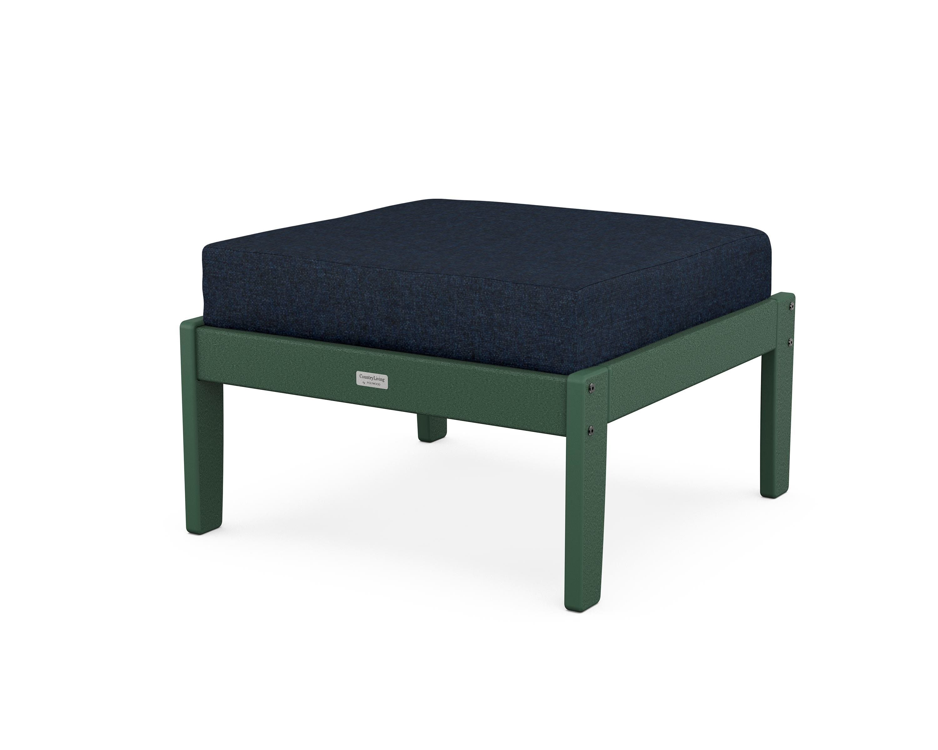 Country Living Cottage Deep Seating Ottoman in Green / Marine Indigo