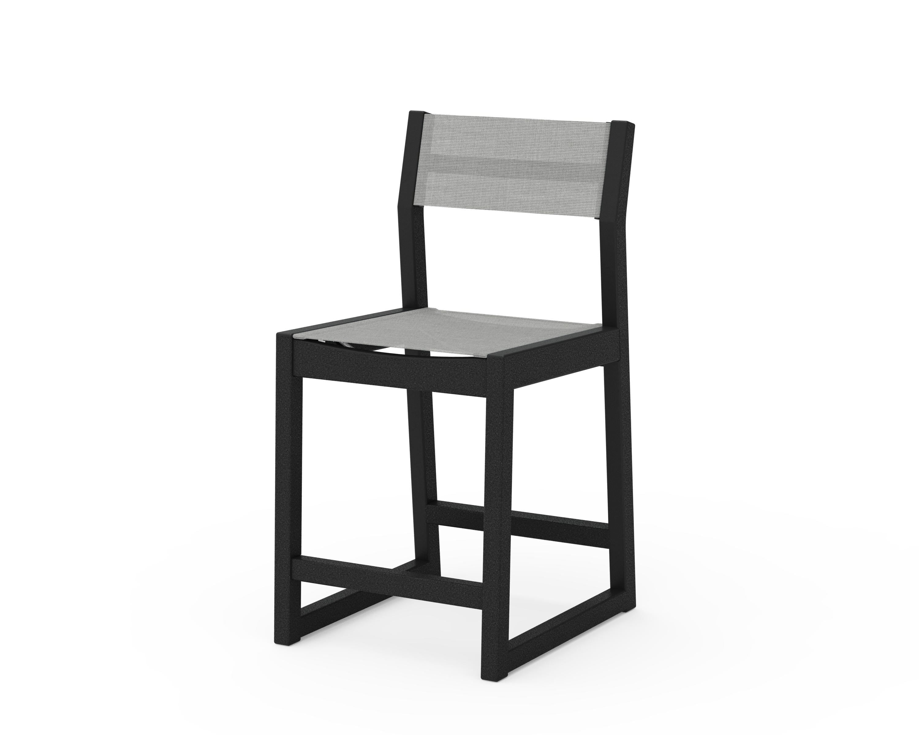 POLYWOOD® EDGE Sling Counter Side Chair in Black / Metallic Sling