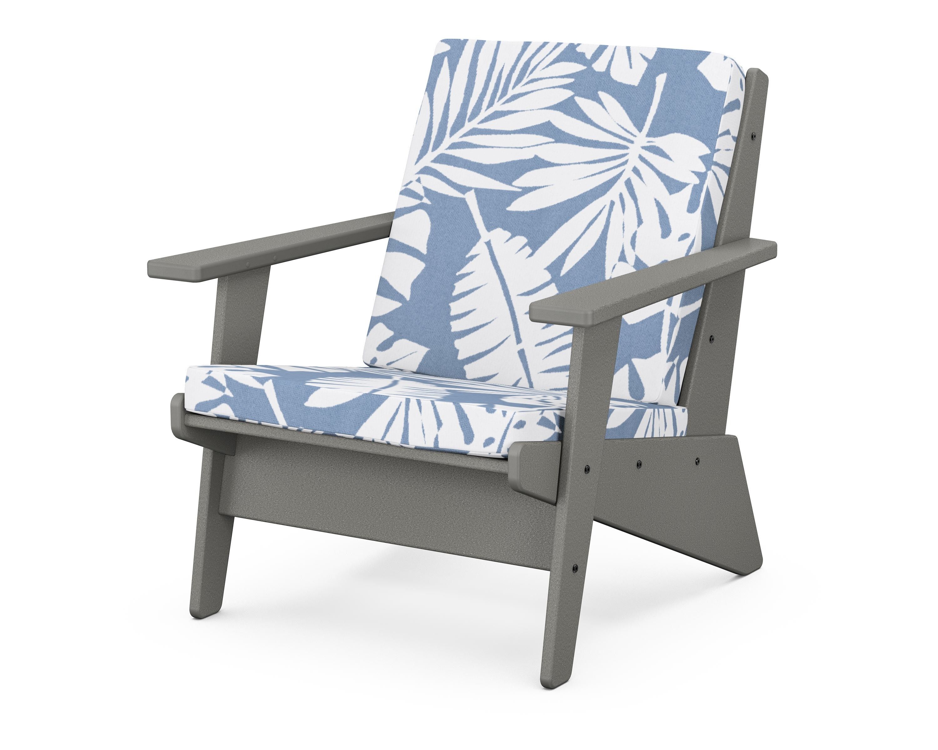 POLYWOOD® Riviera Modern Lounge Chair in Slate Grey / Leaf Sky Blue