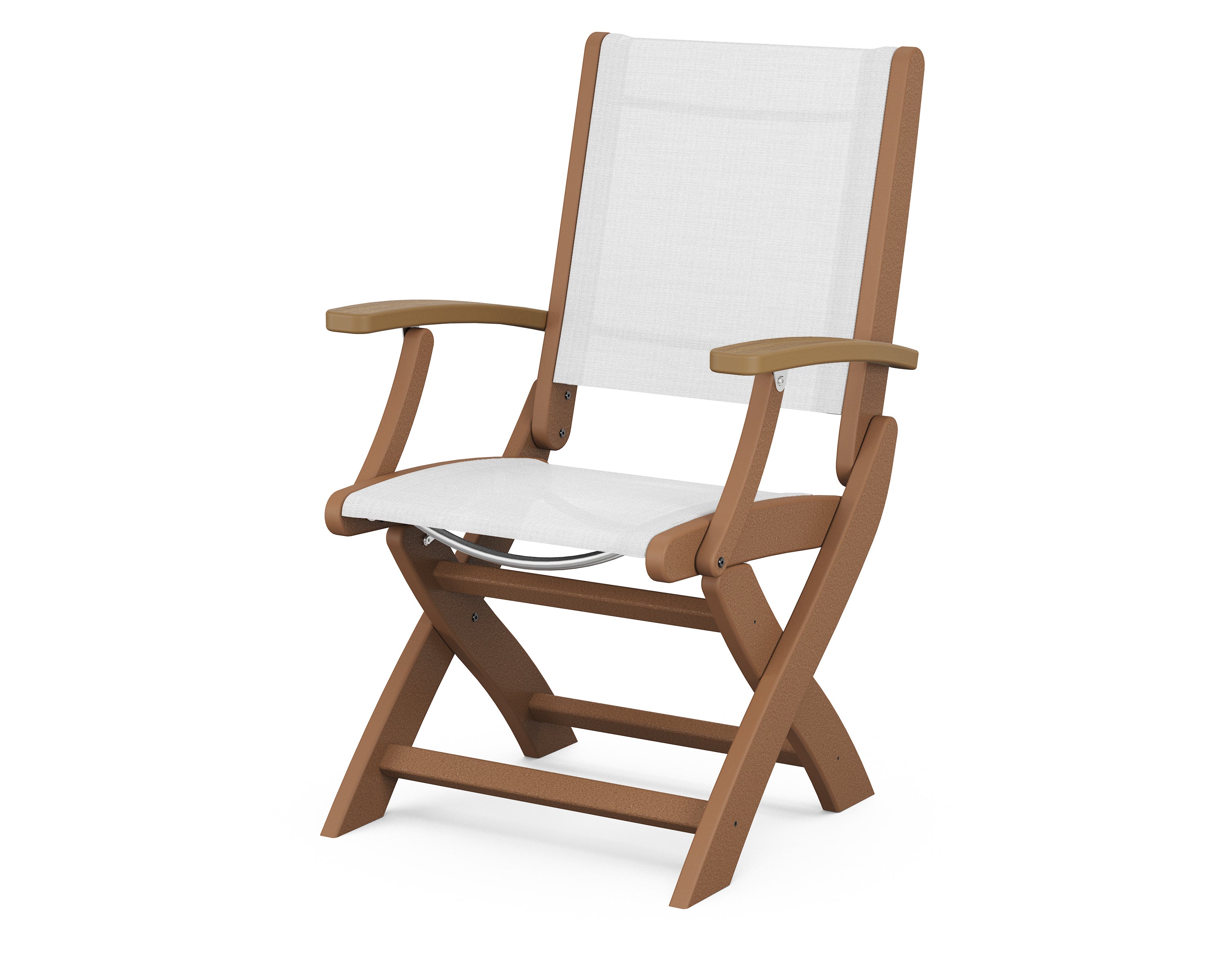 POLYWOOD® Coastal Folding Chair in Teak / Natural / White Sling