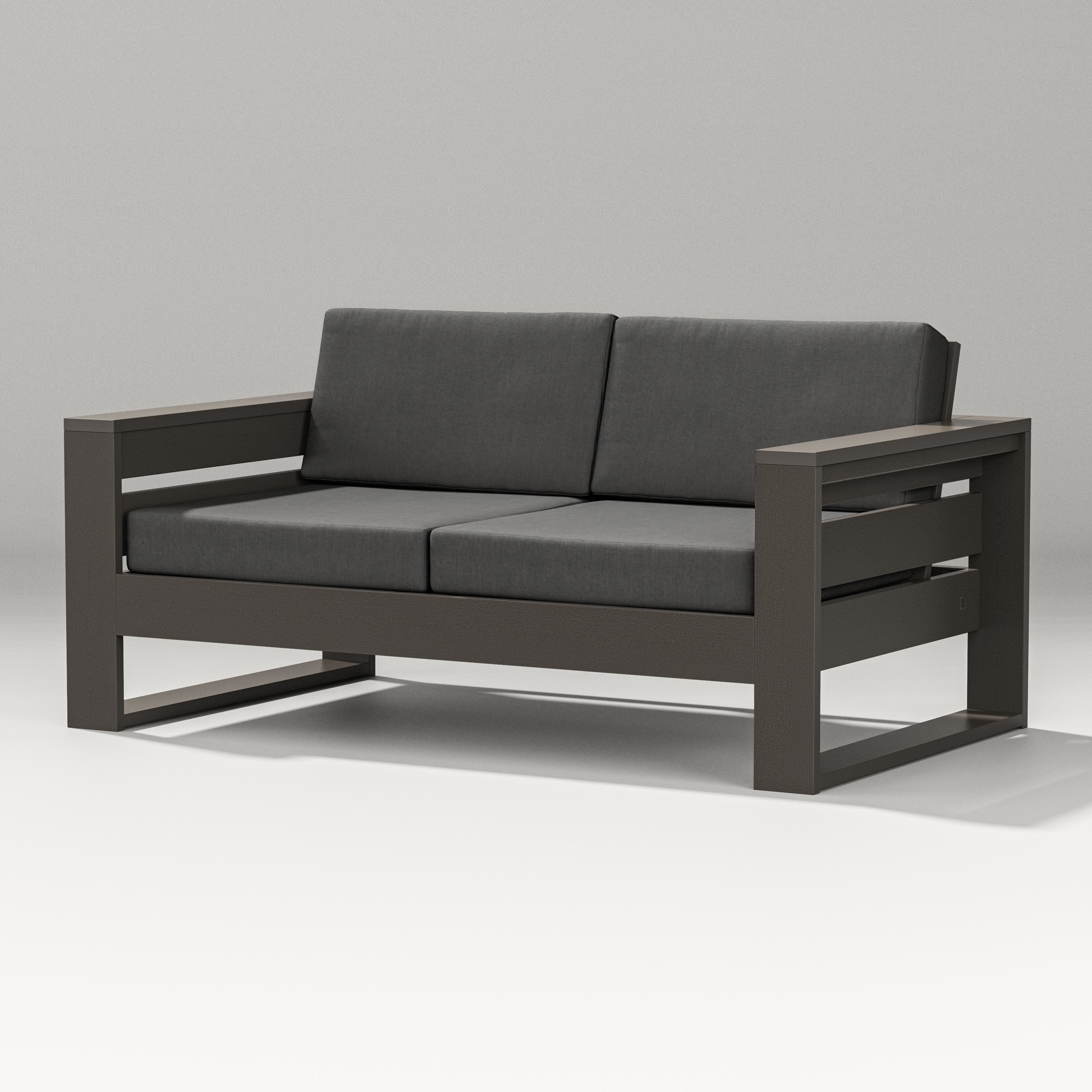 PW Designer Series Latitude Loveseat in Vintage Coffee / Spectrum Carbon