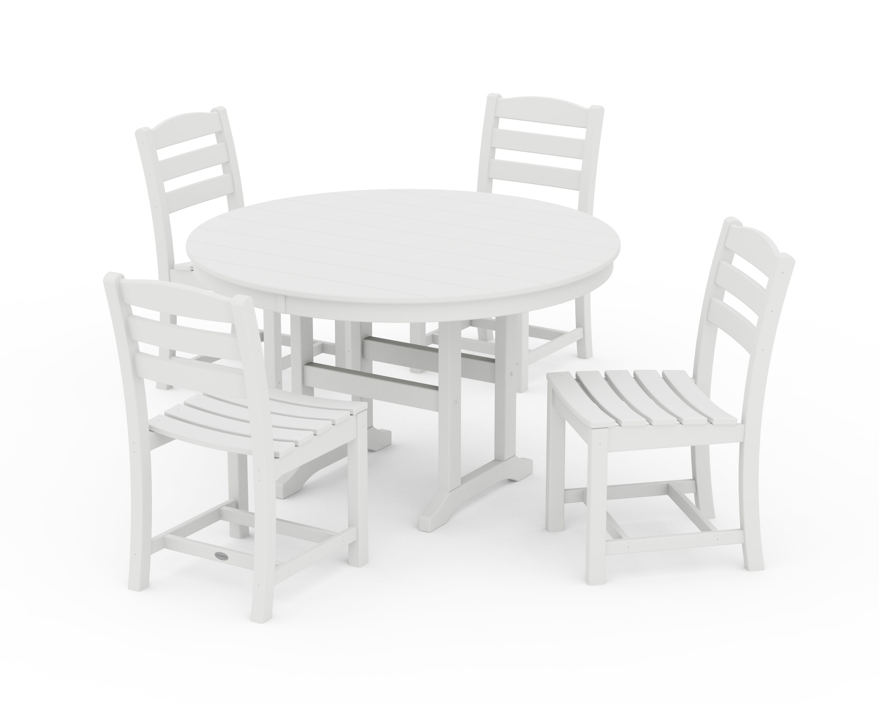 POLYWOOD® La Casa Café Side Chair 5-Piece Round Farmhouse Dining Set in White