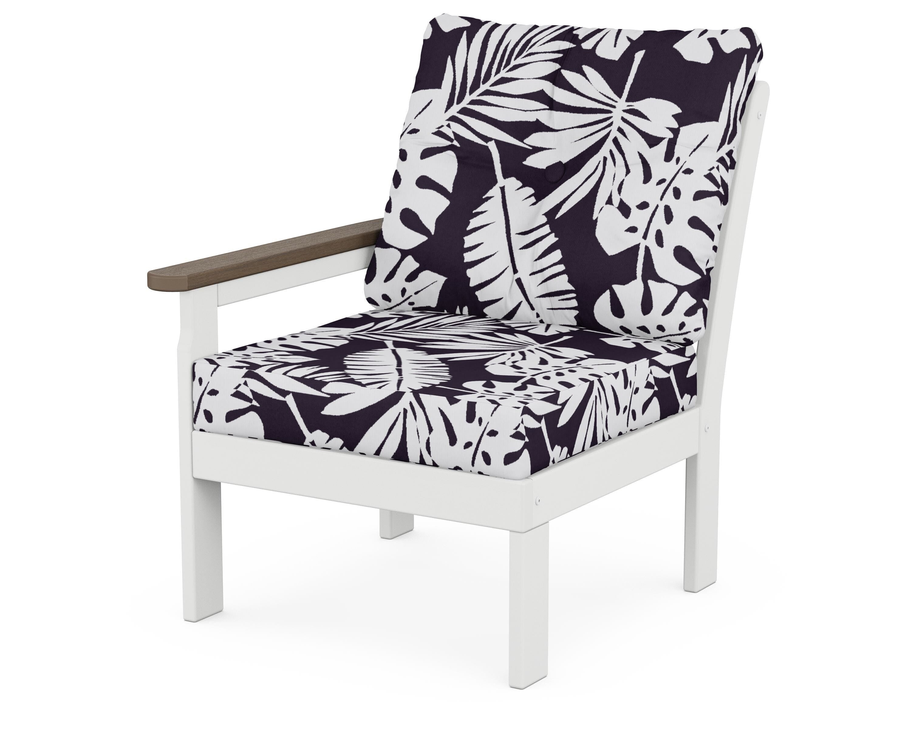 POLYWOOD® Vineyard Modular Left Arm Chair in White / Kona / Leaf Navy