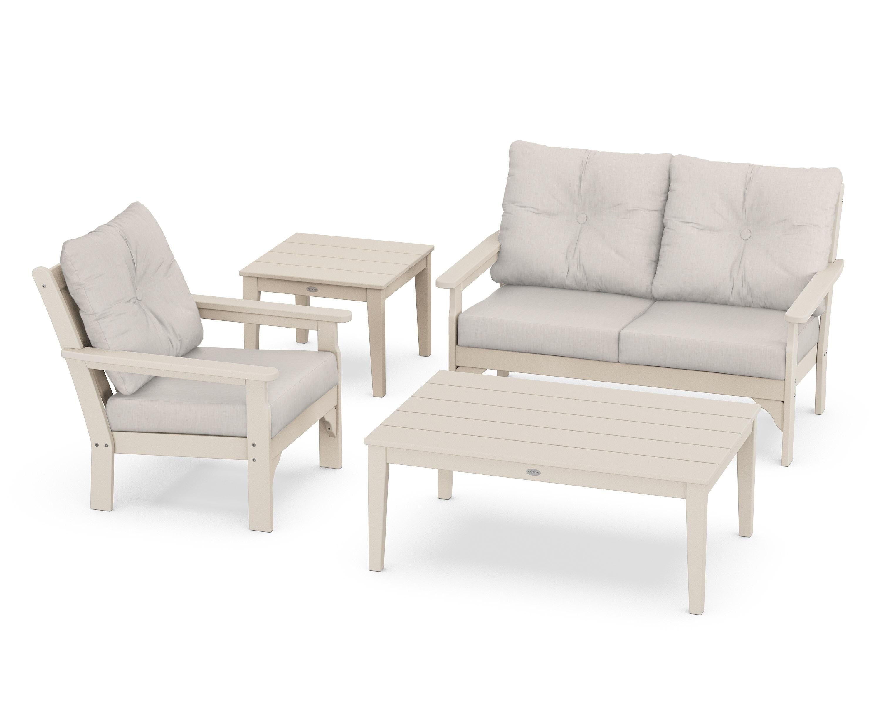 POLYWOOD® Vineyard 4-Piece Deep Seating Set in Sand / Cast Ash