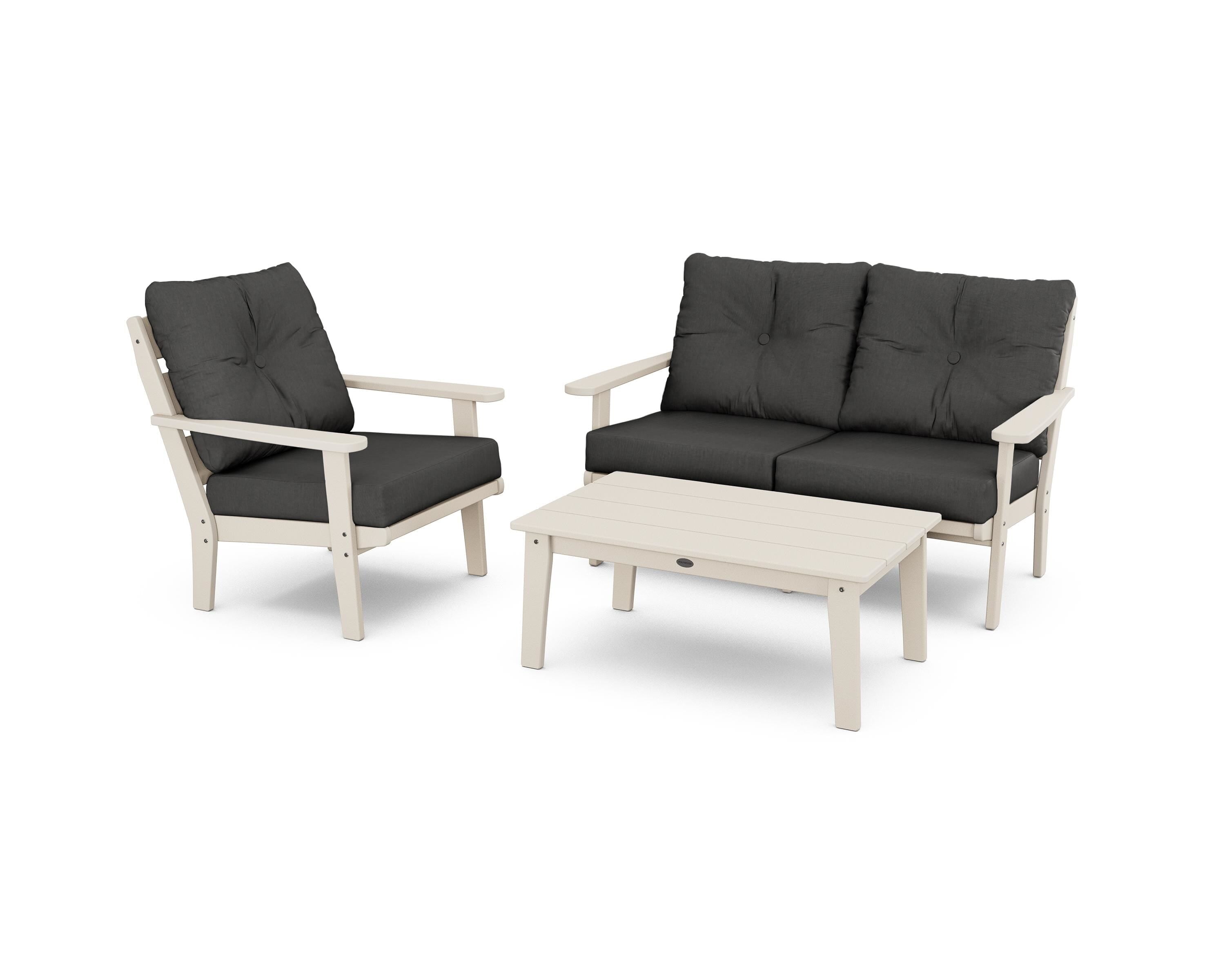 POLYWOOD® Lakeside 3-Piece Deep Seating Set in Sand / Spectrum Carbon
