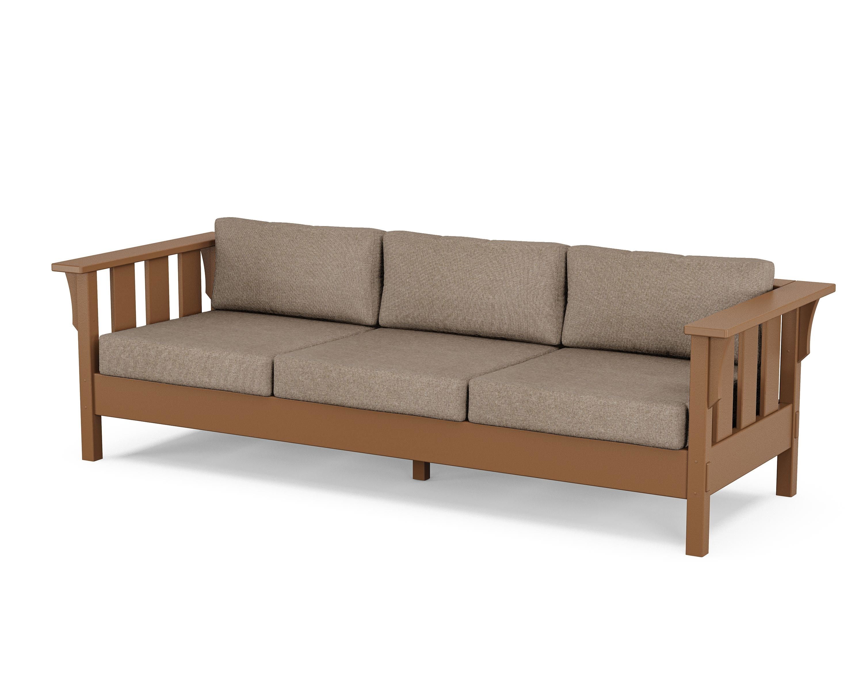 Martha Stewart by POLYWOOD® Acadia Deep Seating Sofa in Teak / Spiced Burlap