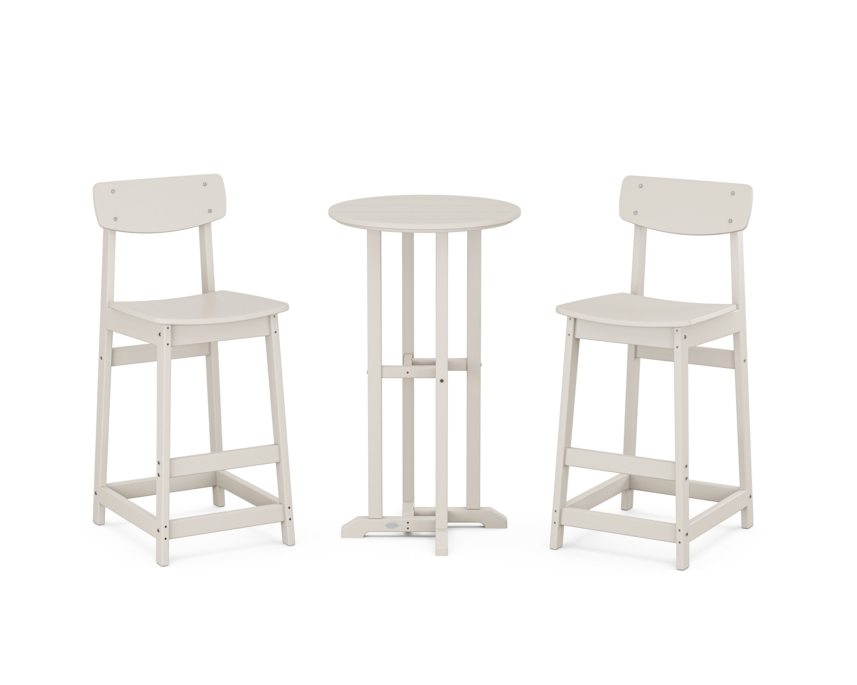 POLYWOOD® Modern Studio Urban Bar Chair 3-Piece Bistro Set in Sand