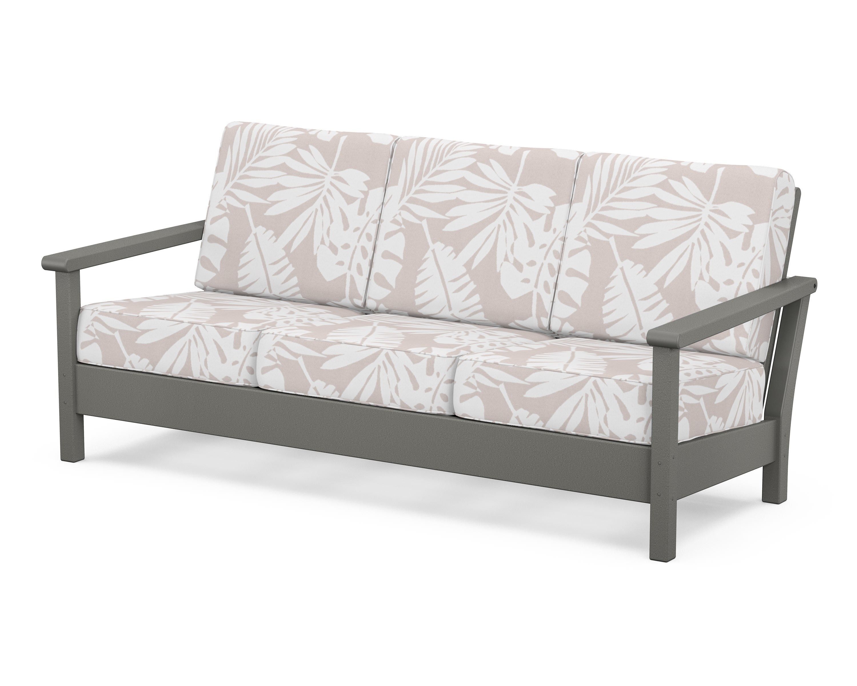 POLYWOOD® Harbour Deep Seating Sofa in Slate Grey / Leaf Dune Burlap