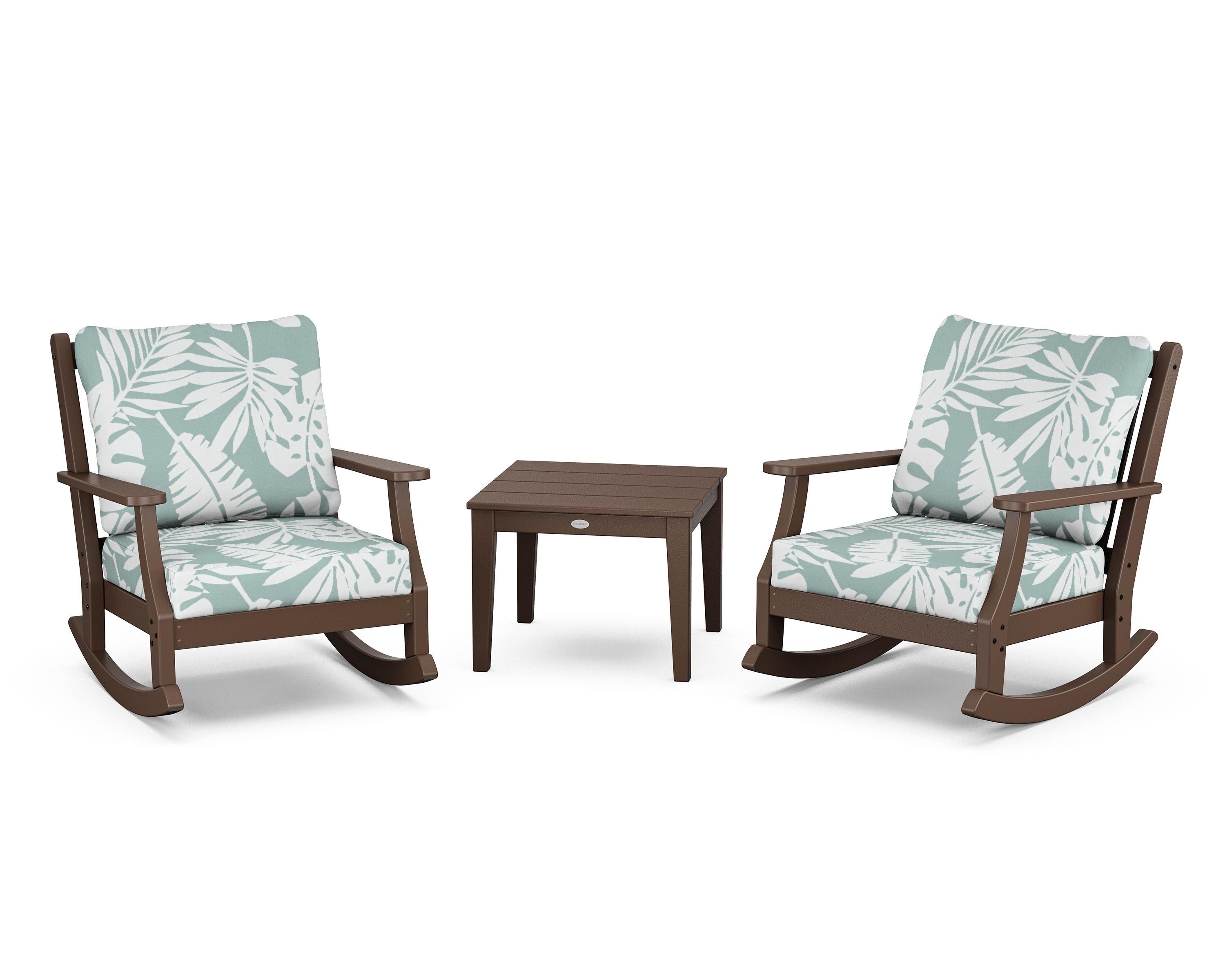 Country Living Wovendale 3-Piece Deep Seating Rocker Set in Mahogany / Leaf Glacier Spa