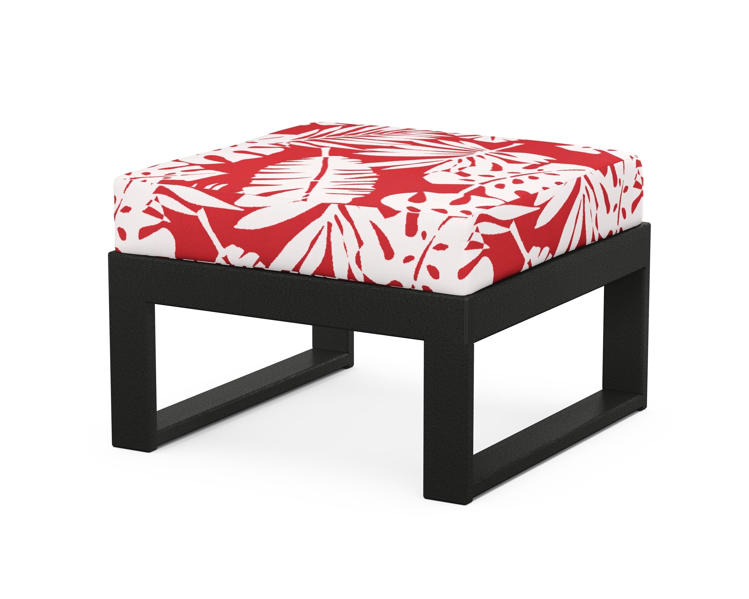Unbranded Modular Ottoman - Modern in Black / Leaf Crimson