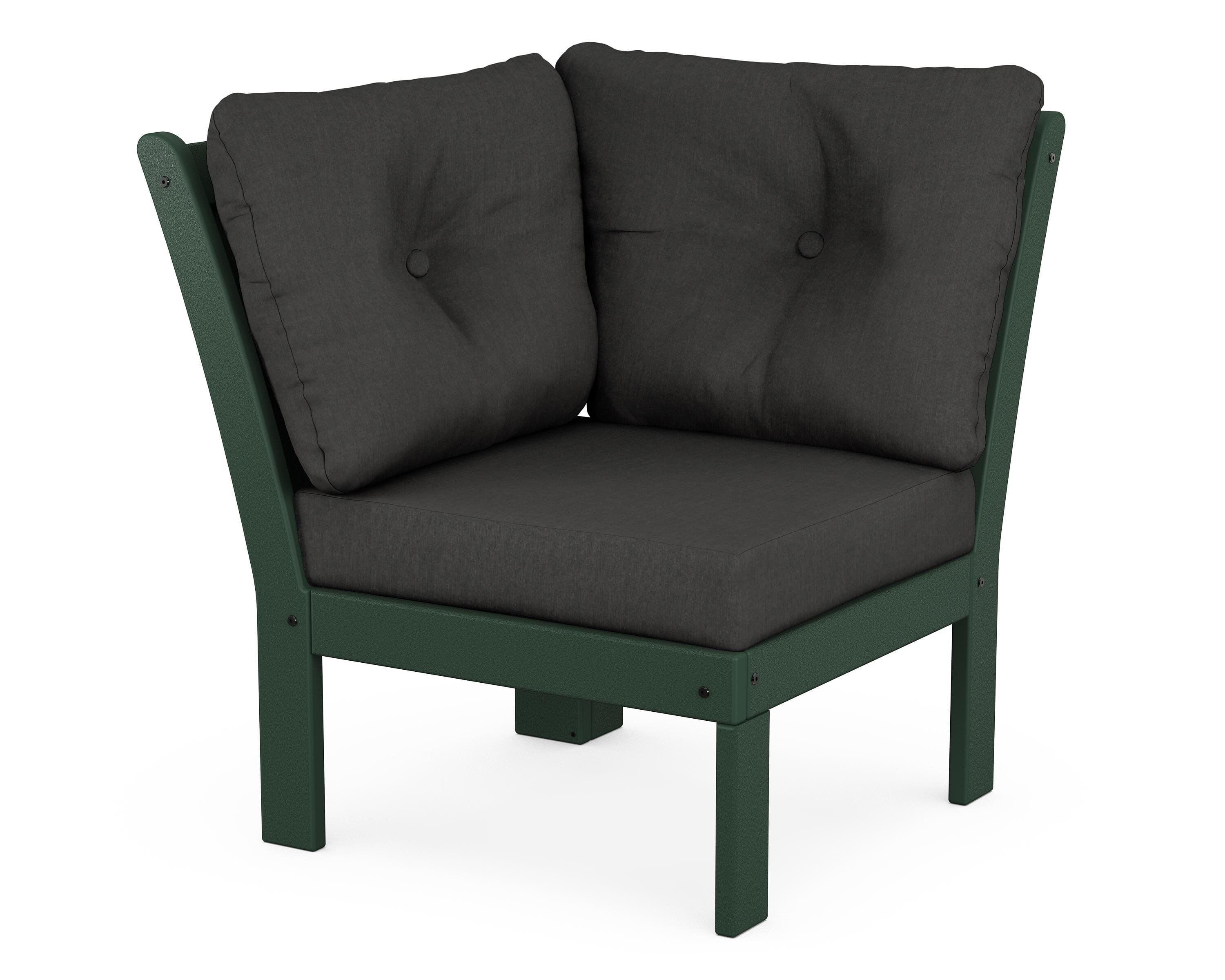 POLYWOOD® Vineyard Modular Corner Chair in Green / Spectrum Carbon