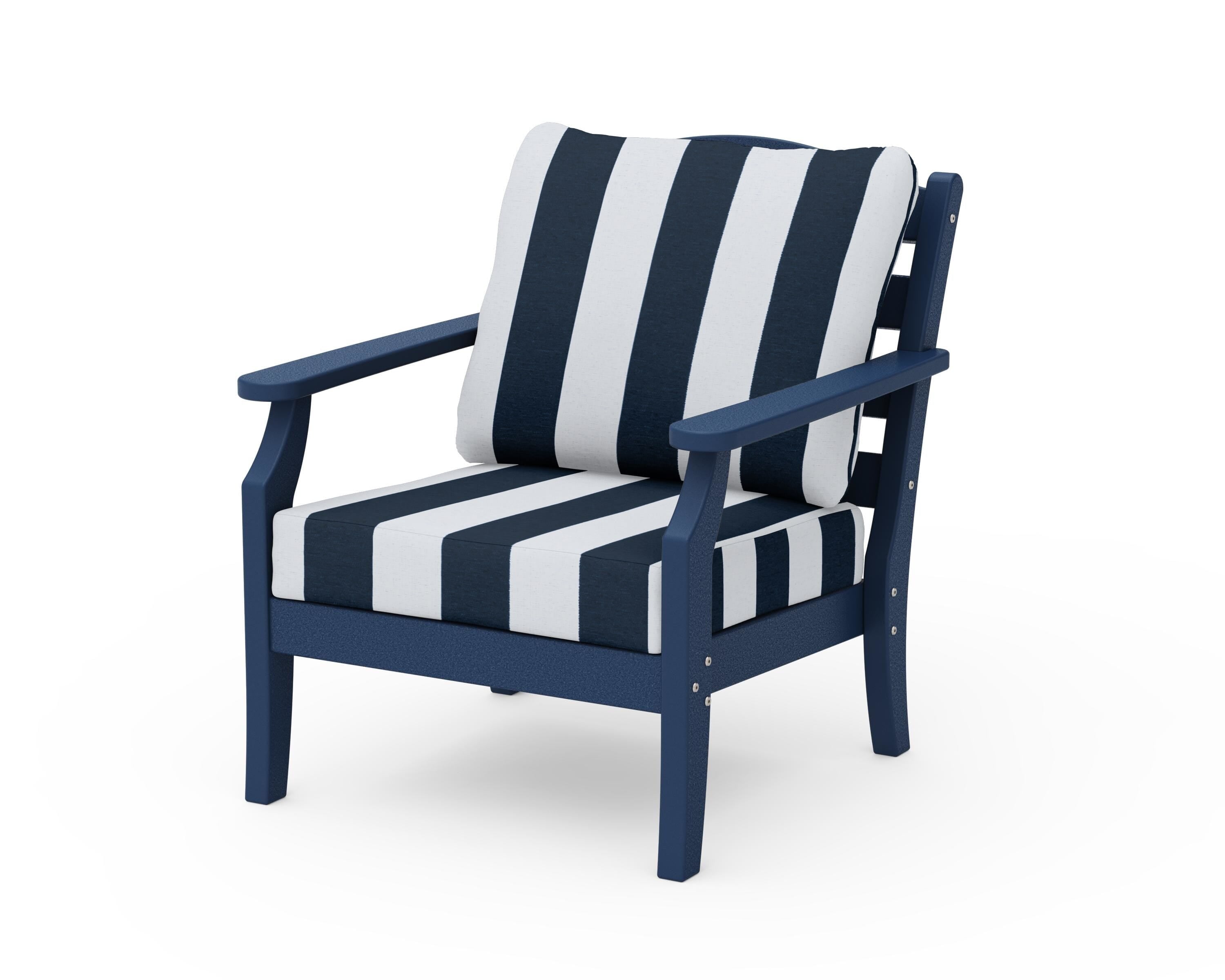 Draper James™ by POLYWOOD® Savannah Deep Seating Chair in Navy / Cabana Stripe Marine Indigo