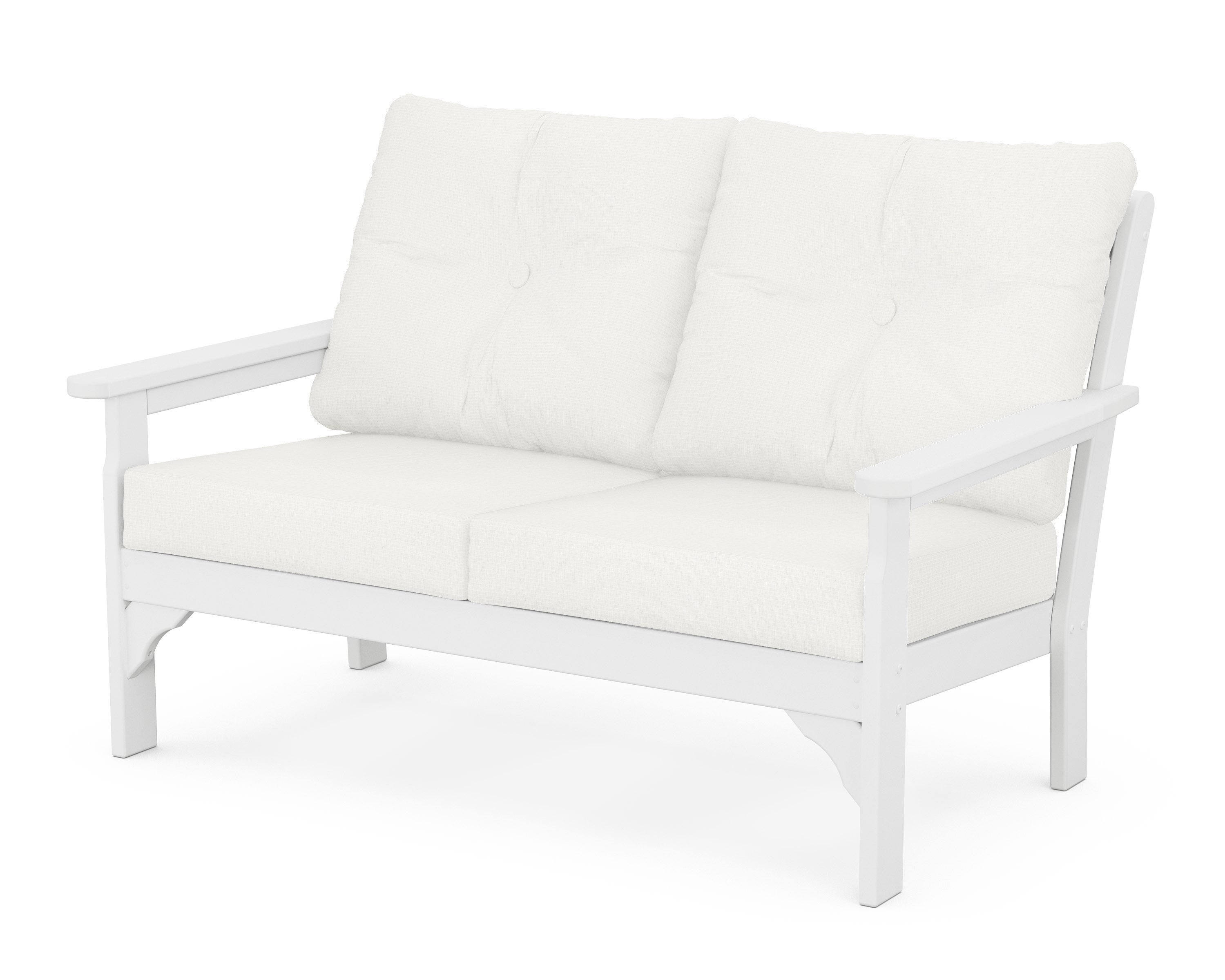 POLYWOOD® Vineyard Deep Seating Loveseat in White / Natural Linen