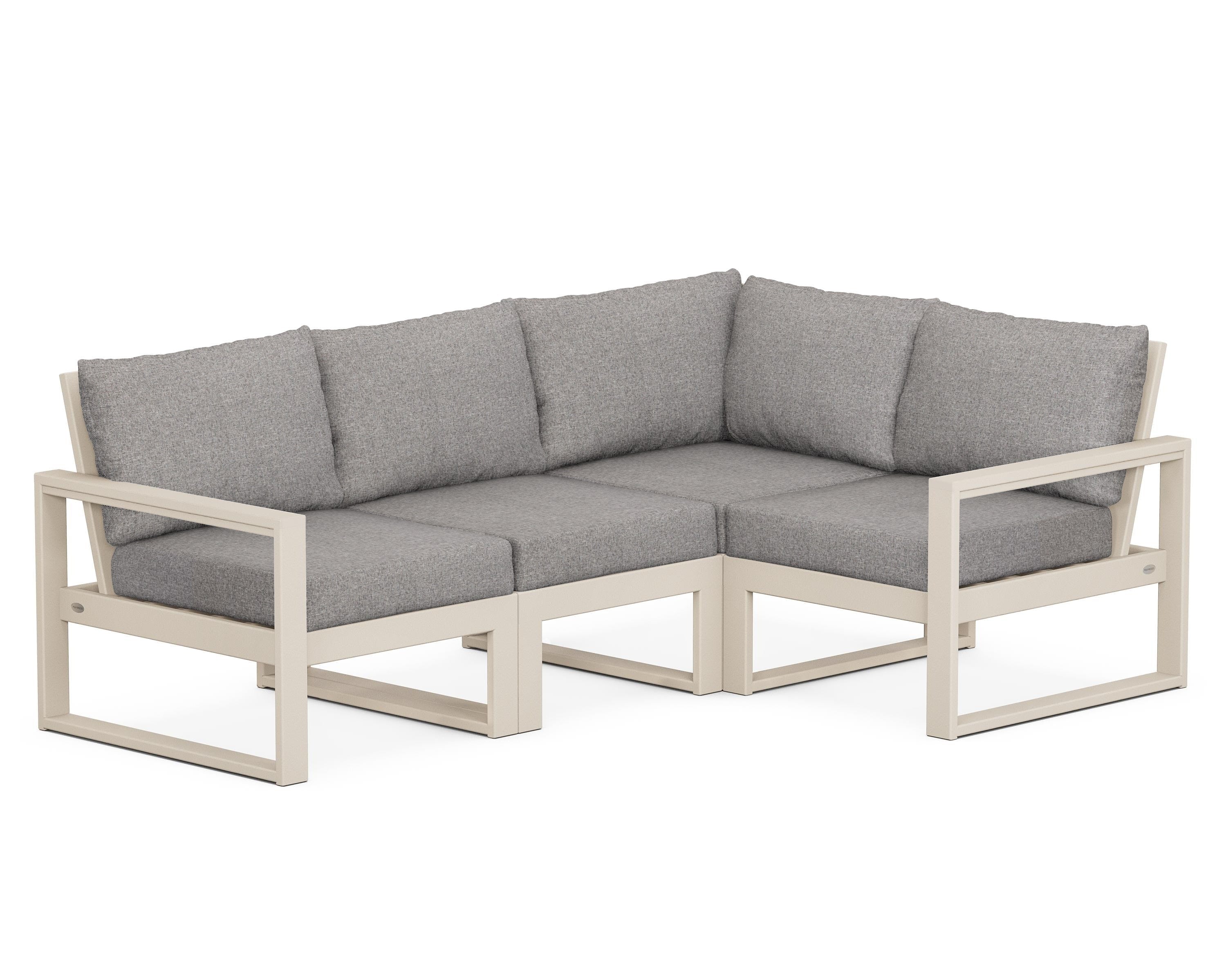 POLYWOOD® EDGE 4-Piece Modular Deep Seating Set in Sand / Grey Mist
