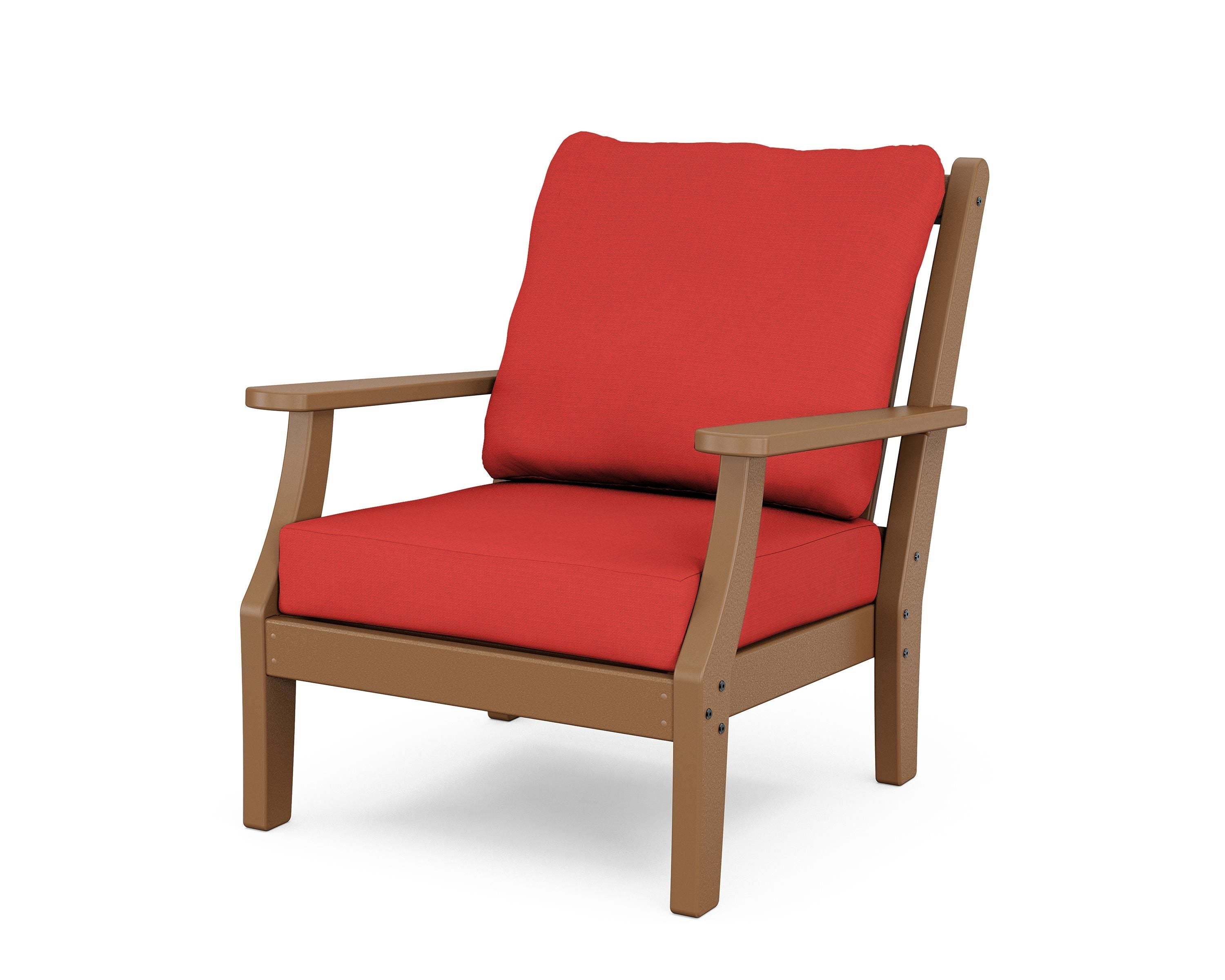 Country Living Wovendale Deep Seating Chair in Teak / Crimson Linen
