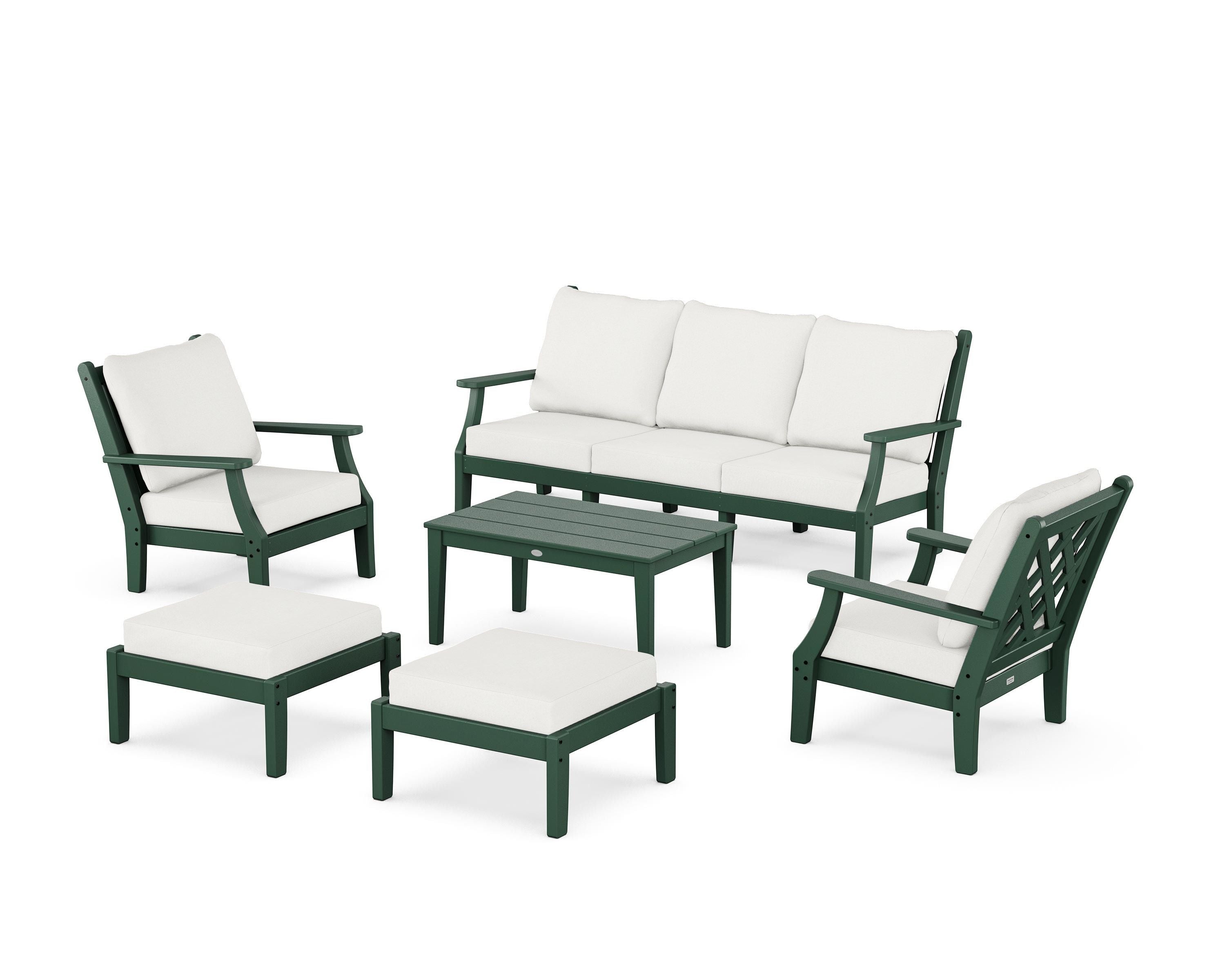 Country Living Wovendale 6-Piece Lounge Sofa Set in Green / Natural Linen