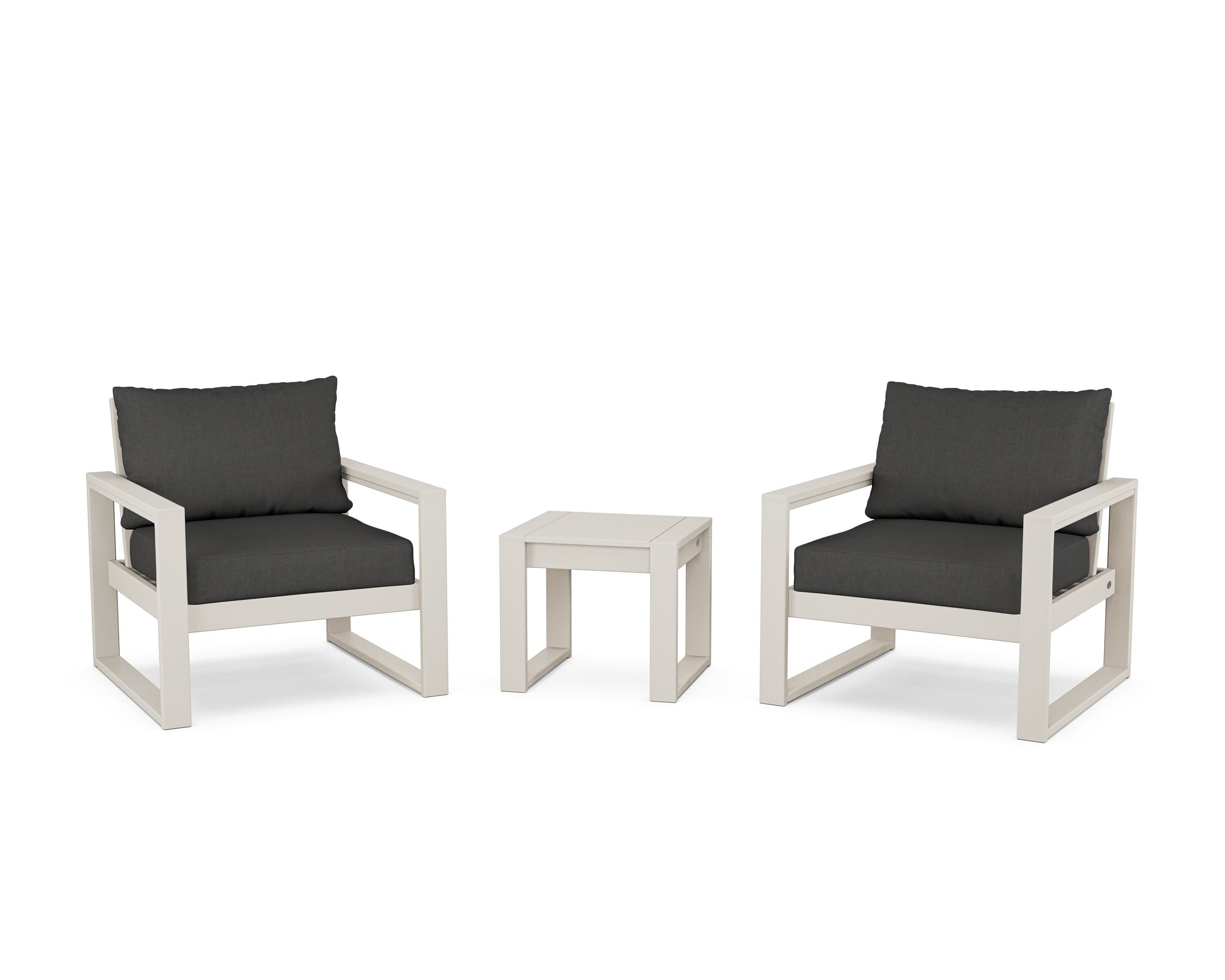 POLYWOOD® EDGE Sectional 3-Piece Deep Seating Set in Sand / Spectrum Carbon