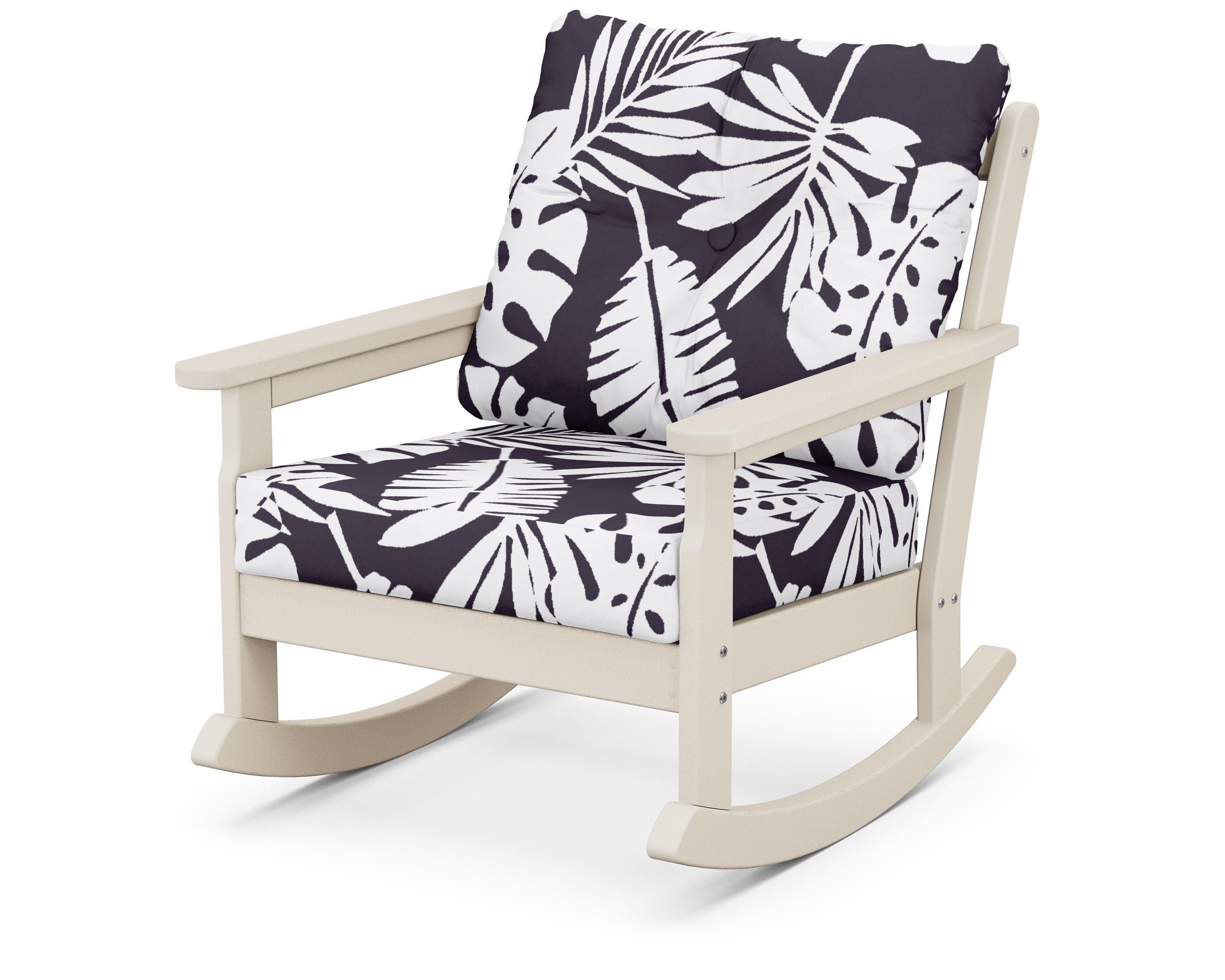 POLYWOOD® Vineyard Deep Seating Rocking Chair in Sand / Leaf Navy