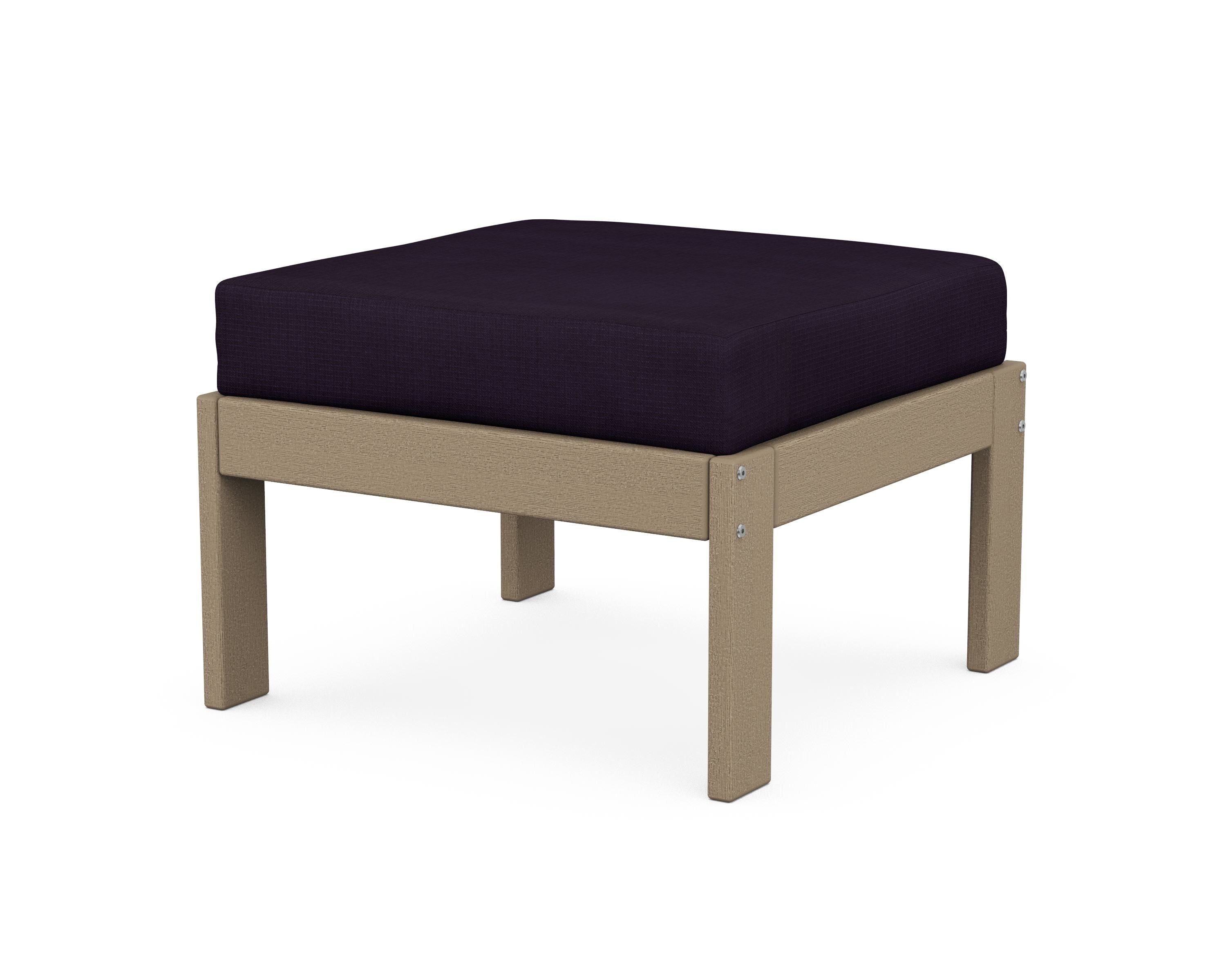 POLYWOOD® Vineyard Modular Ottoman in Vintage Sahara / Navy Linen