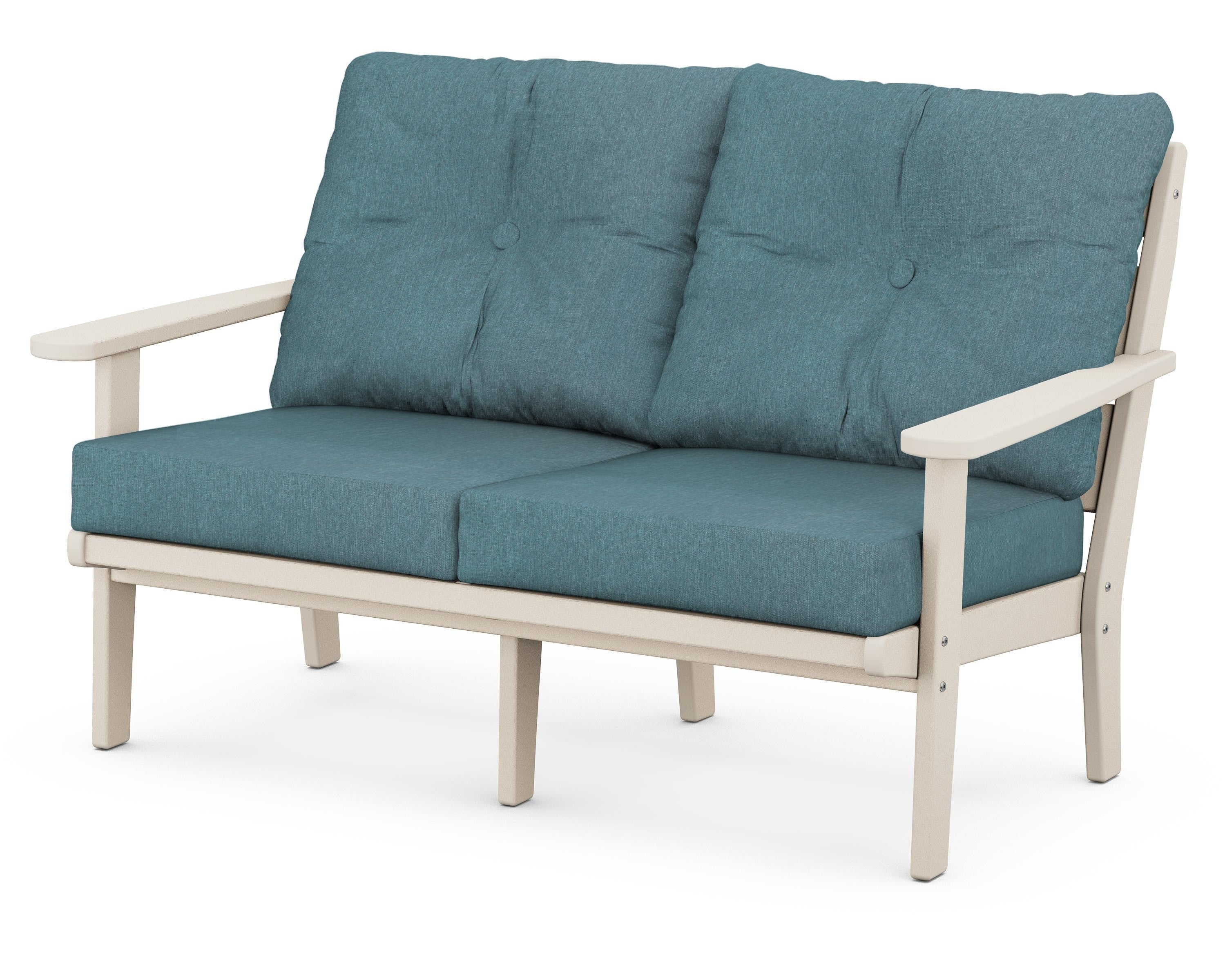 POLYWOOD® Lakeside Deep Seating Loveseat in Sand / Ocean Teal