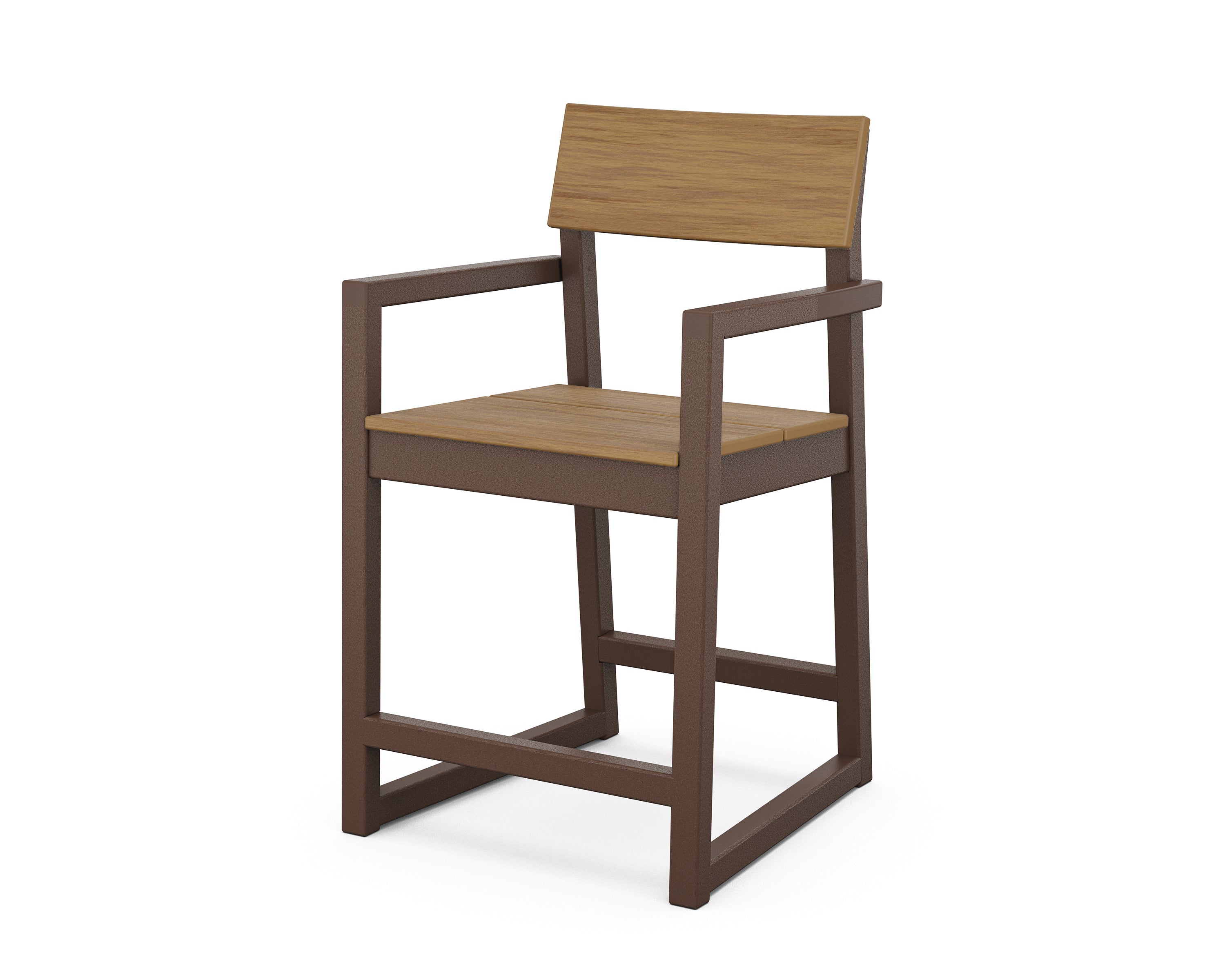 POLYWOOD® EDGE Counter Arm Chair in Mahogany / Natural