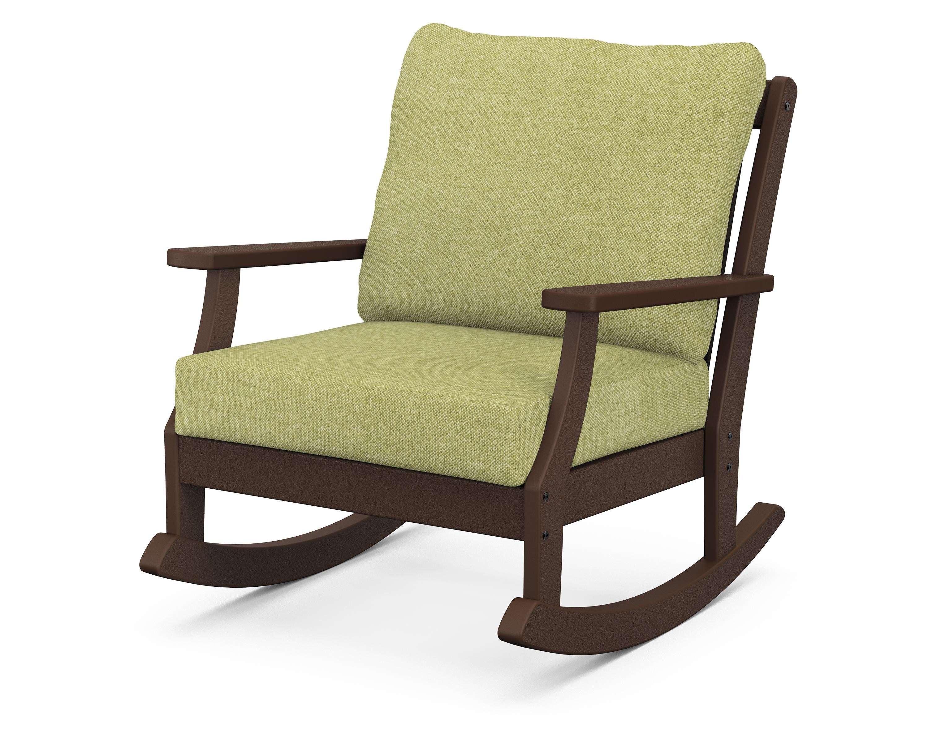 POLYWOOD® Braxton Deep Seating Rocking Chair in Mahogany / Chartreuse Boucle