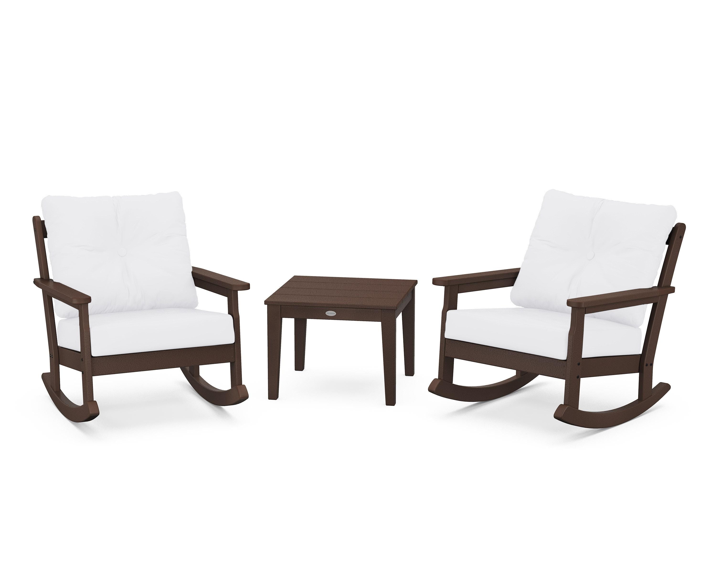 POLYWOOD® Vineyard 3-Piece Deep Seating Rocker Set in Mahogany / Natural