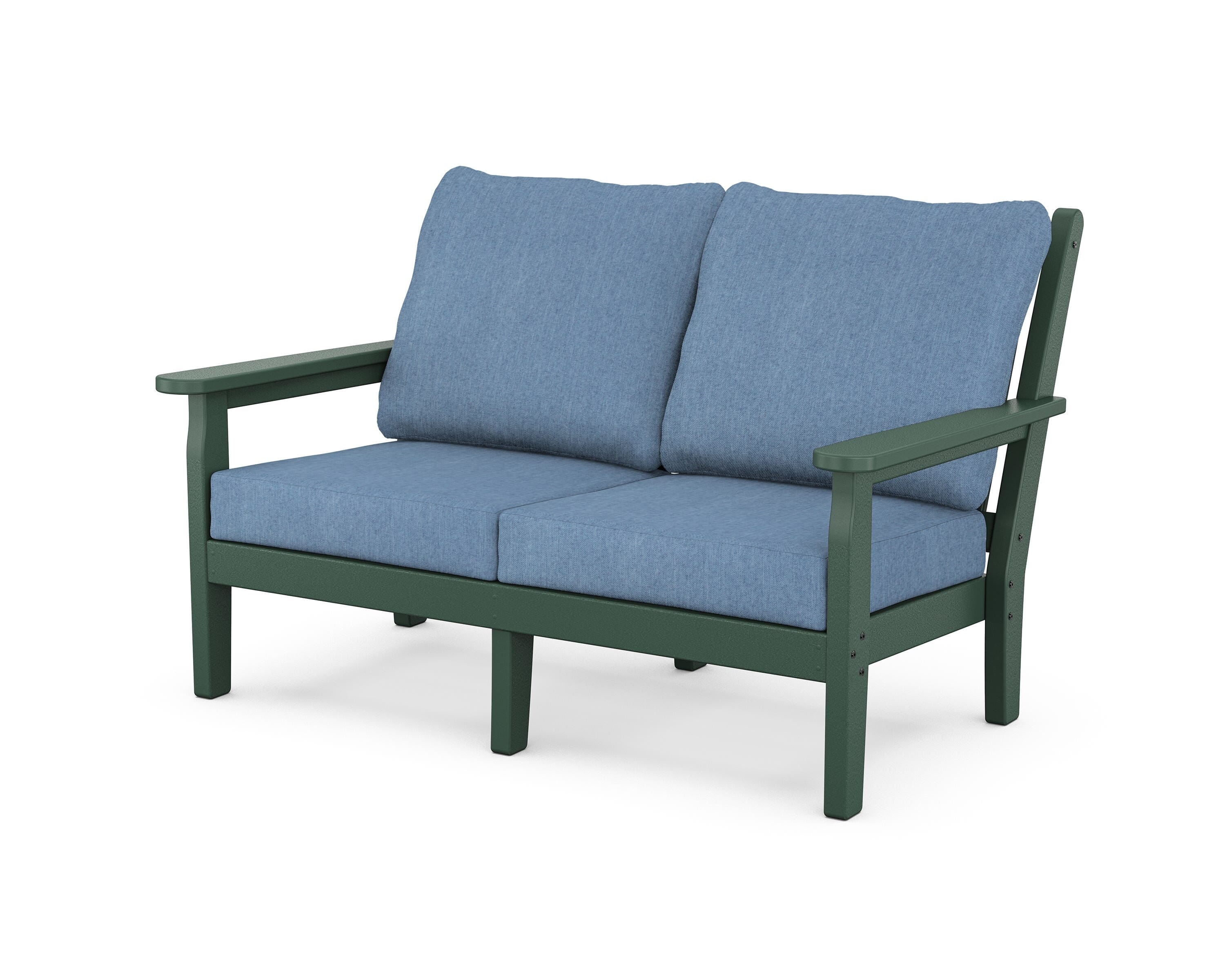 POLYWOOD® Chippendale Deep Seating Loveseat in Green / Sky Blue