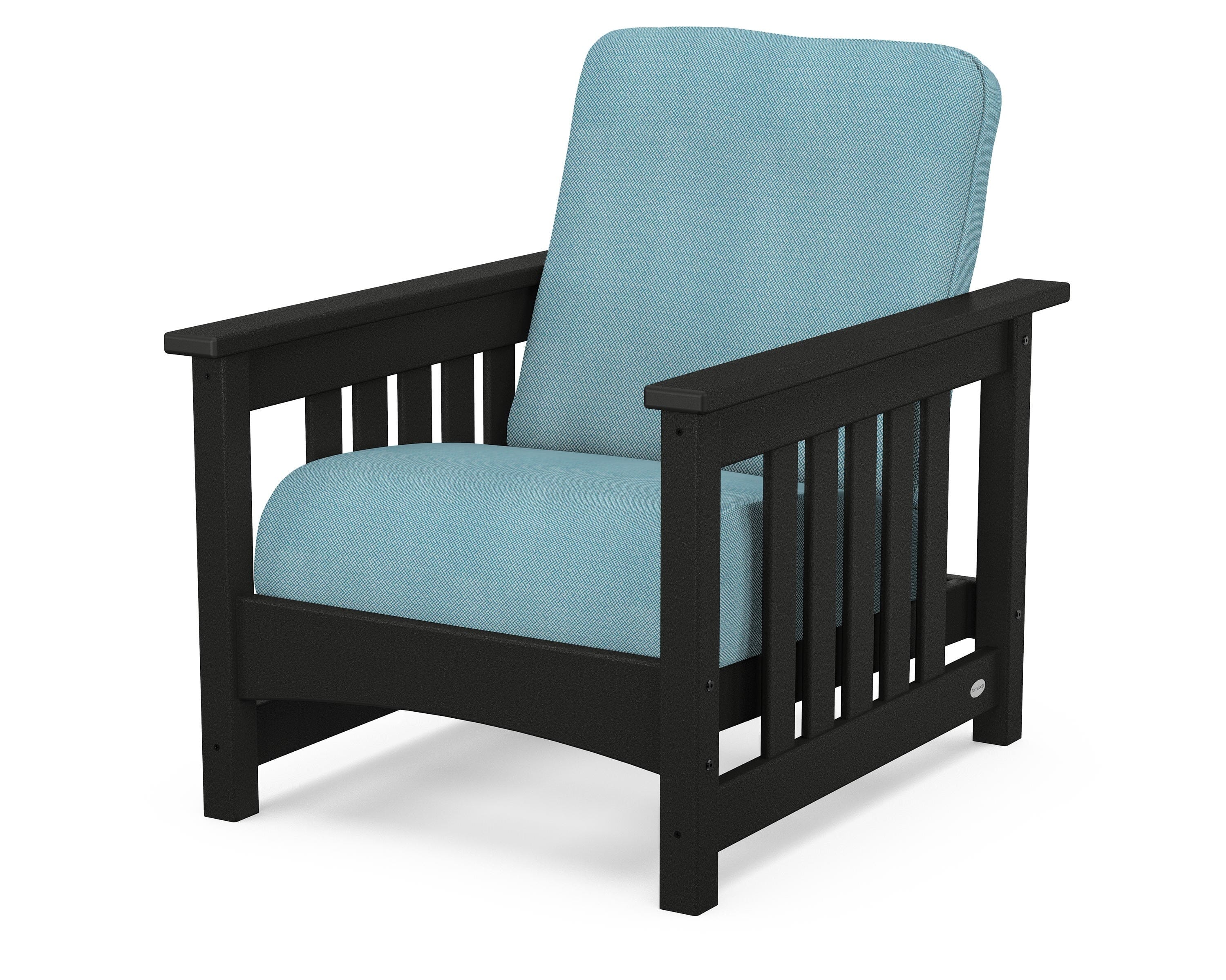 POLYWOOD® Club Mission Chair in Black / Lattice Sky Blue