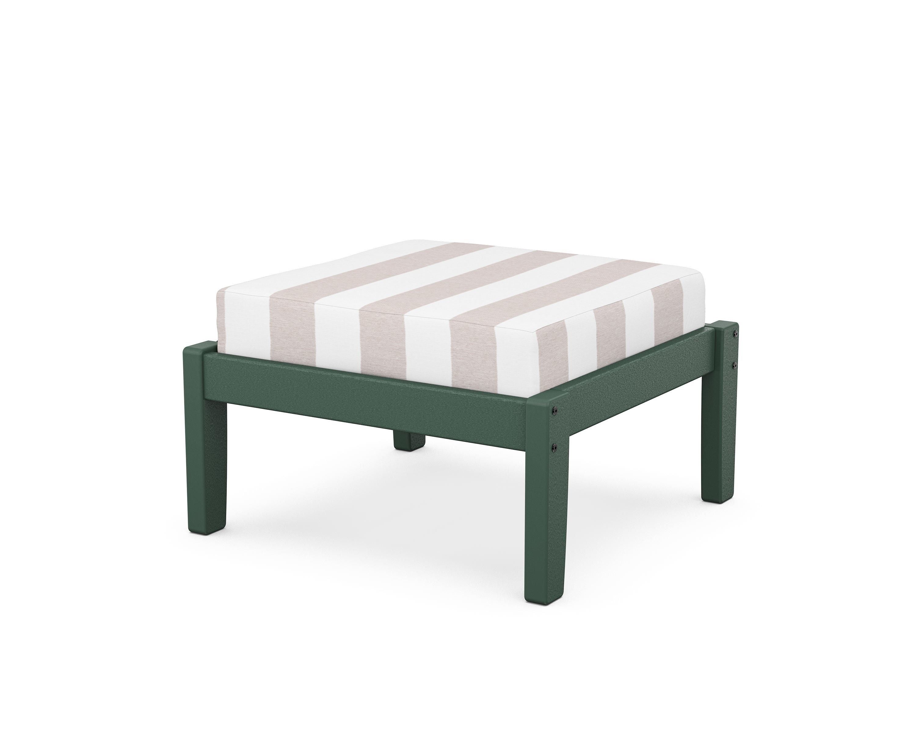 Unbranded Deep Seating Ottoman in Green / Cabana Stripe Dune Burlap