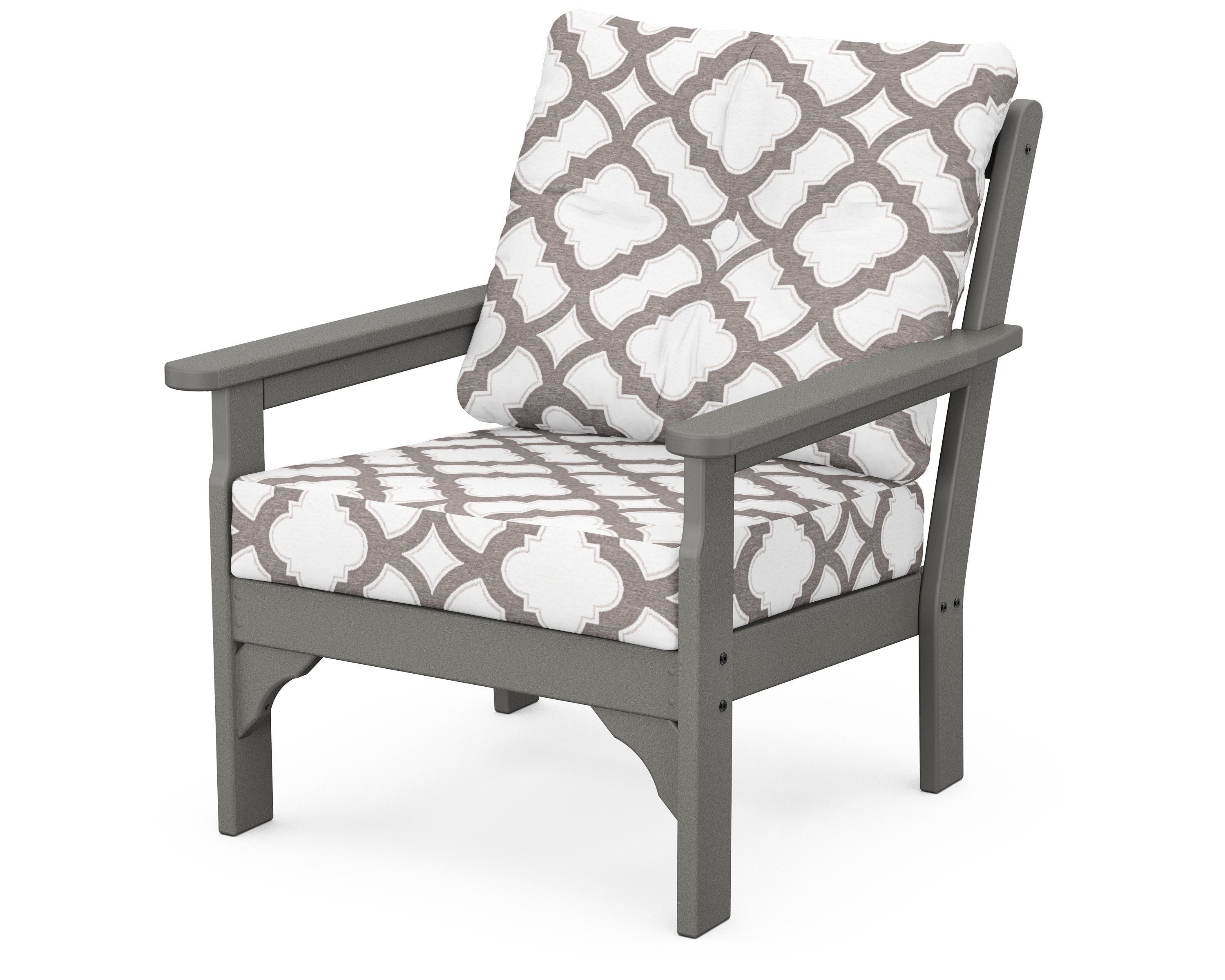 POLYWOOD® Vineyard Deep Seating Chair in Slate Grey / Trellis Grey Mist