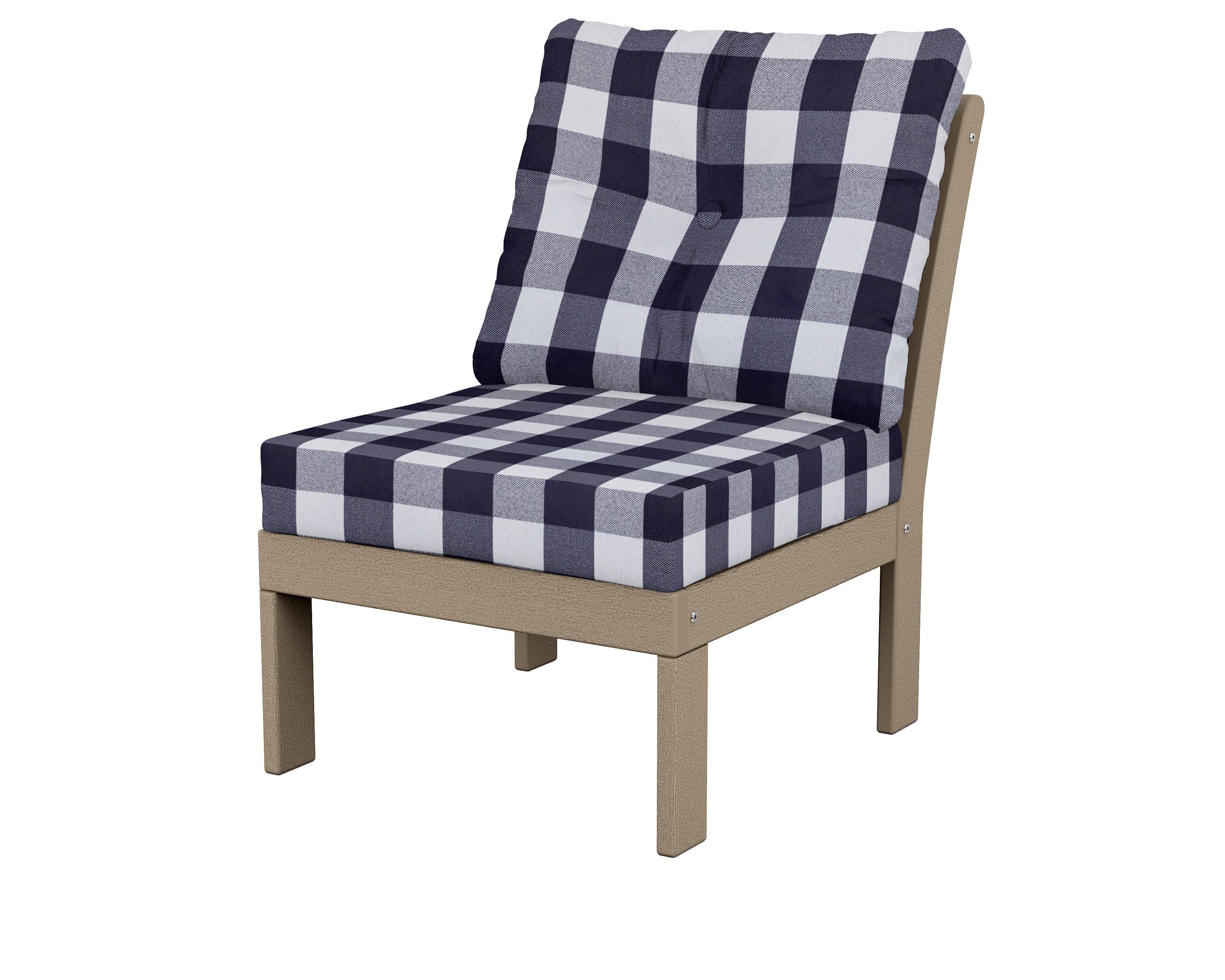 POLYWOOD® Vineyard Modular Armless Chair in Vintage Sahara / Buffalo Plaid Navy