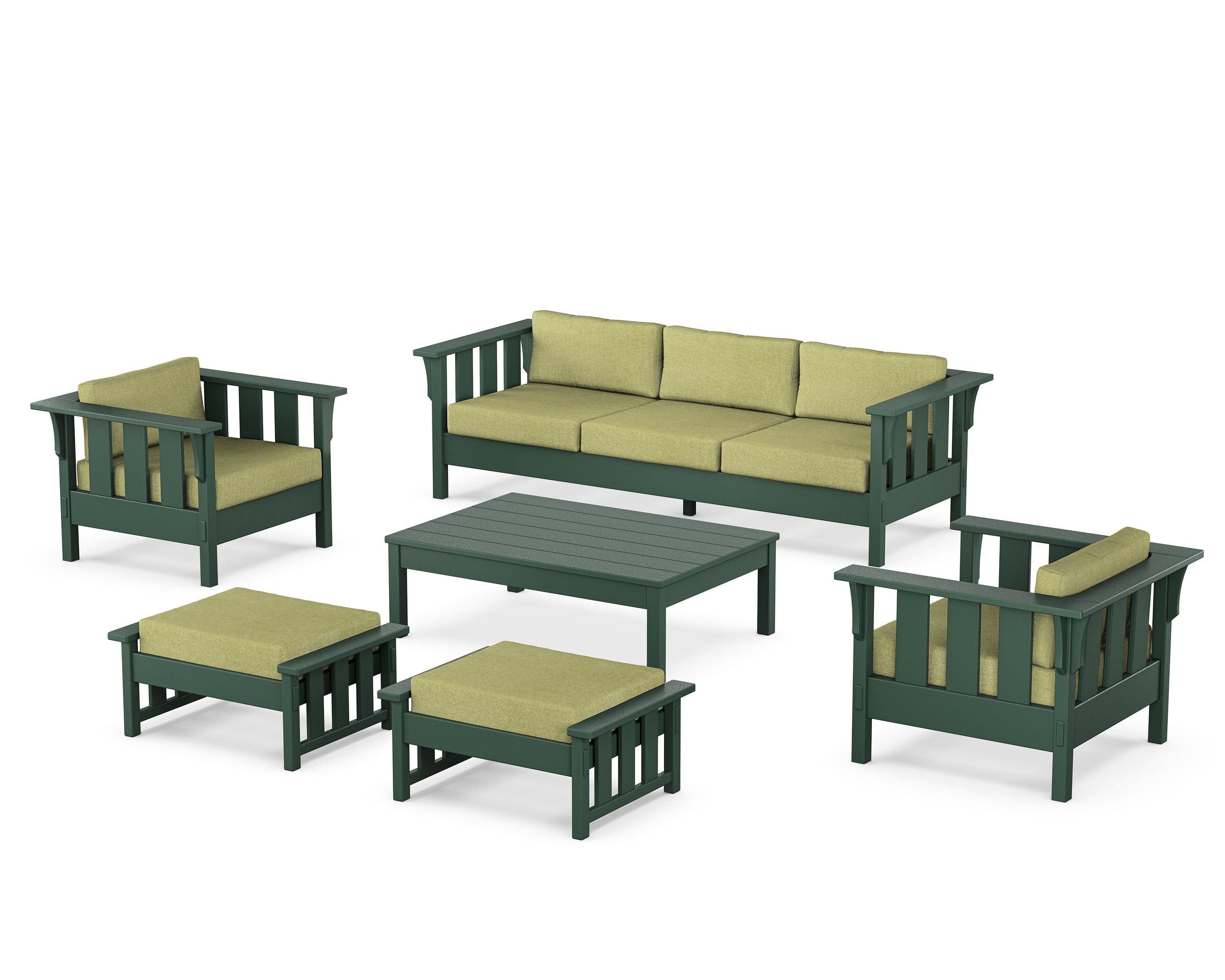 Martha Stewart by POLYWOOD® Acadia 6-Piece Lounge Sofa Set in Green / Chartreuse Boucle