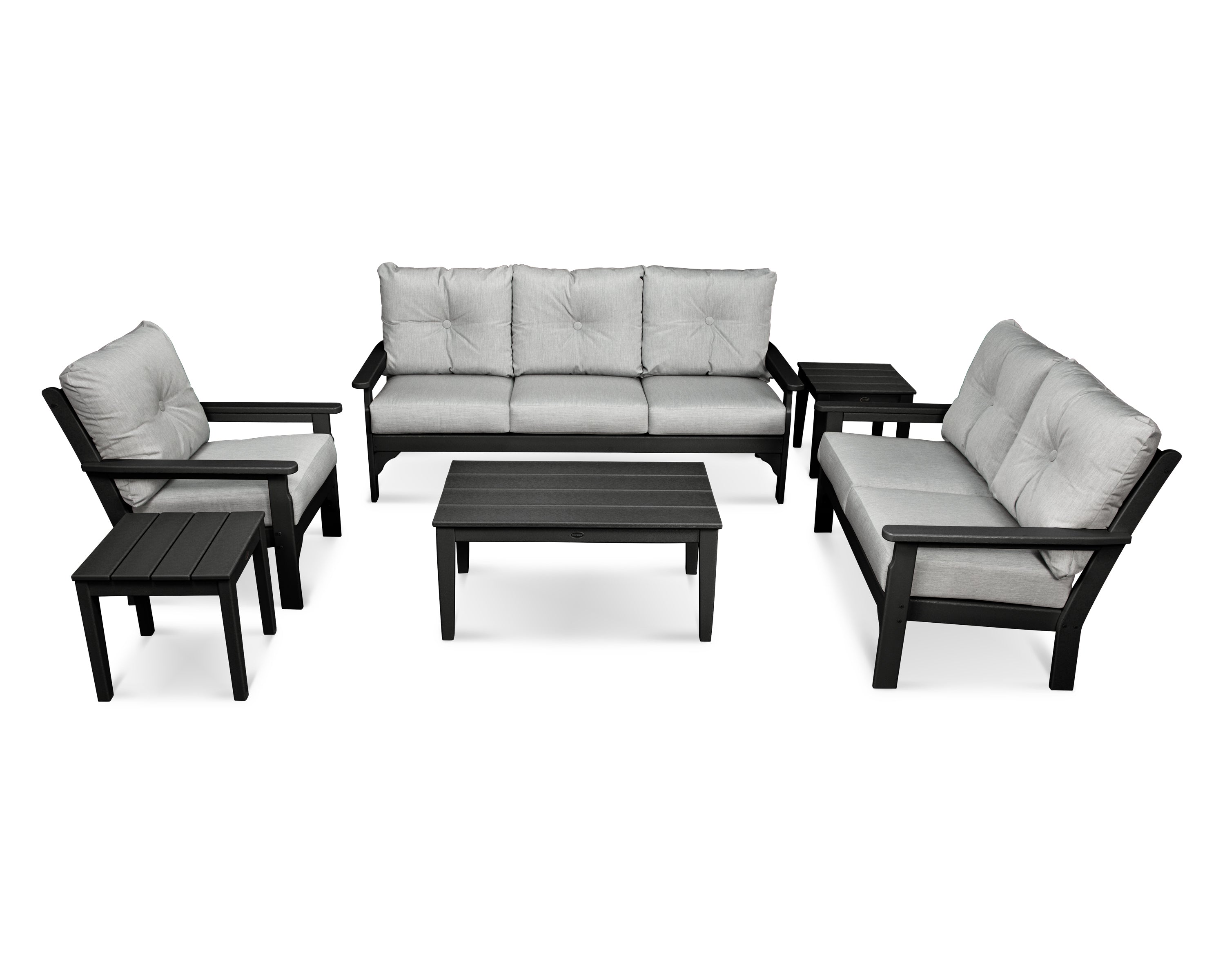 POLYWOOD® Vineyard 6-Piece Deep Seating Set in Black / Granite