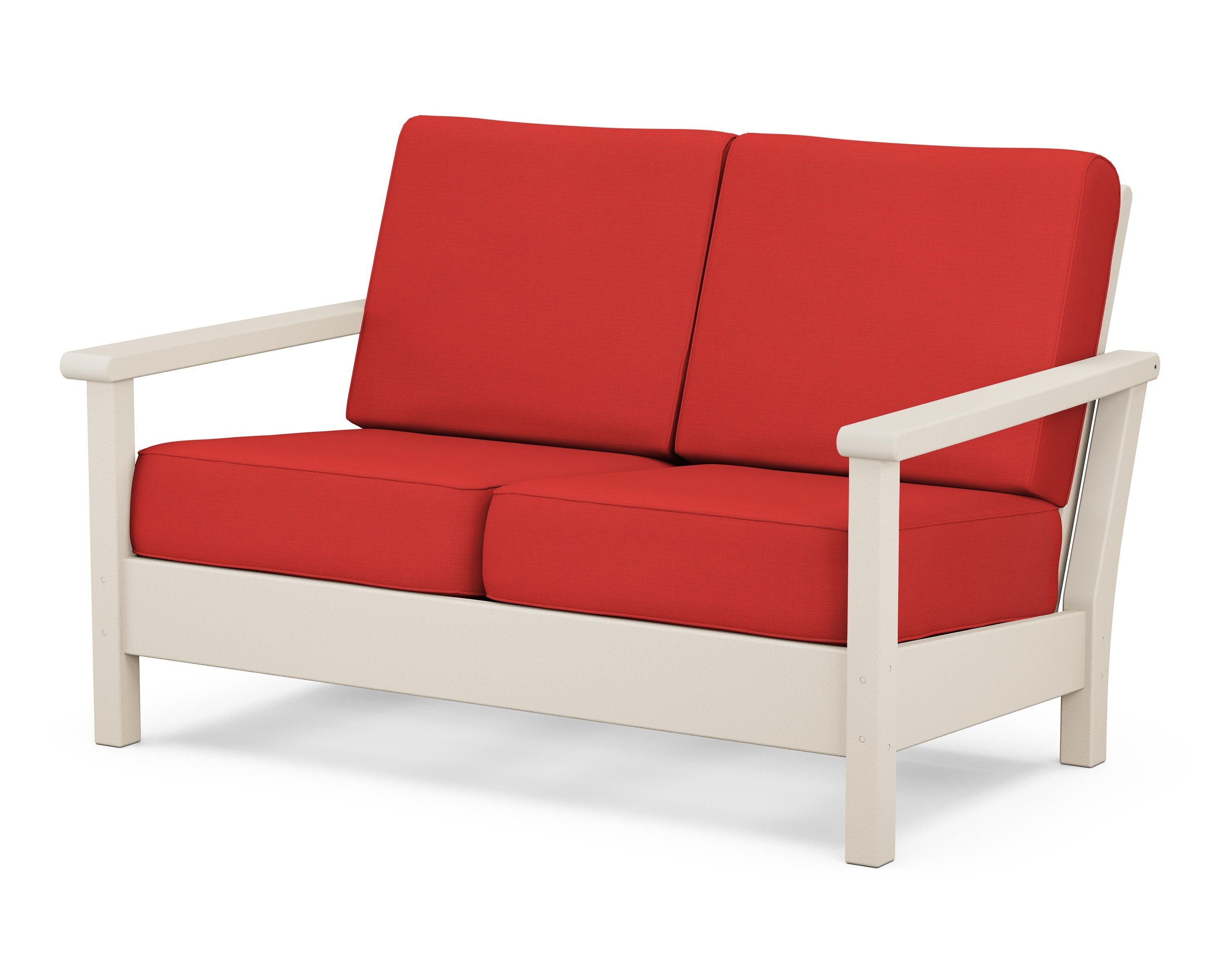POLYWOOD® Harbour Deep Seating Loveseat in Sand / Crimson Linen
