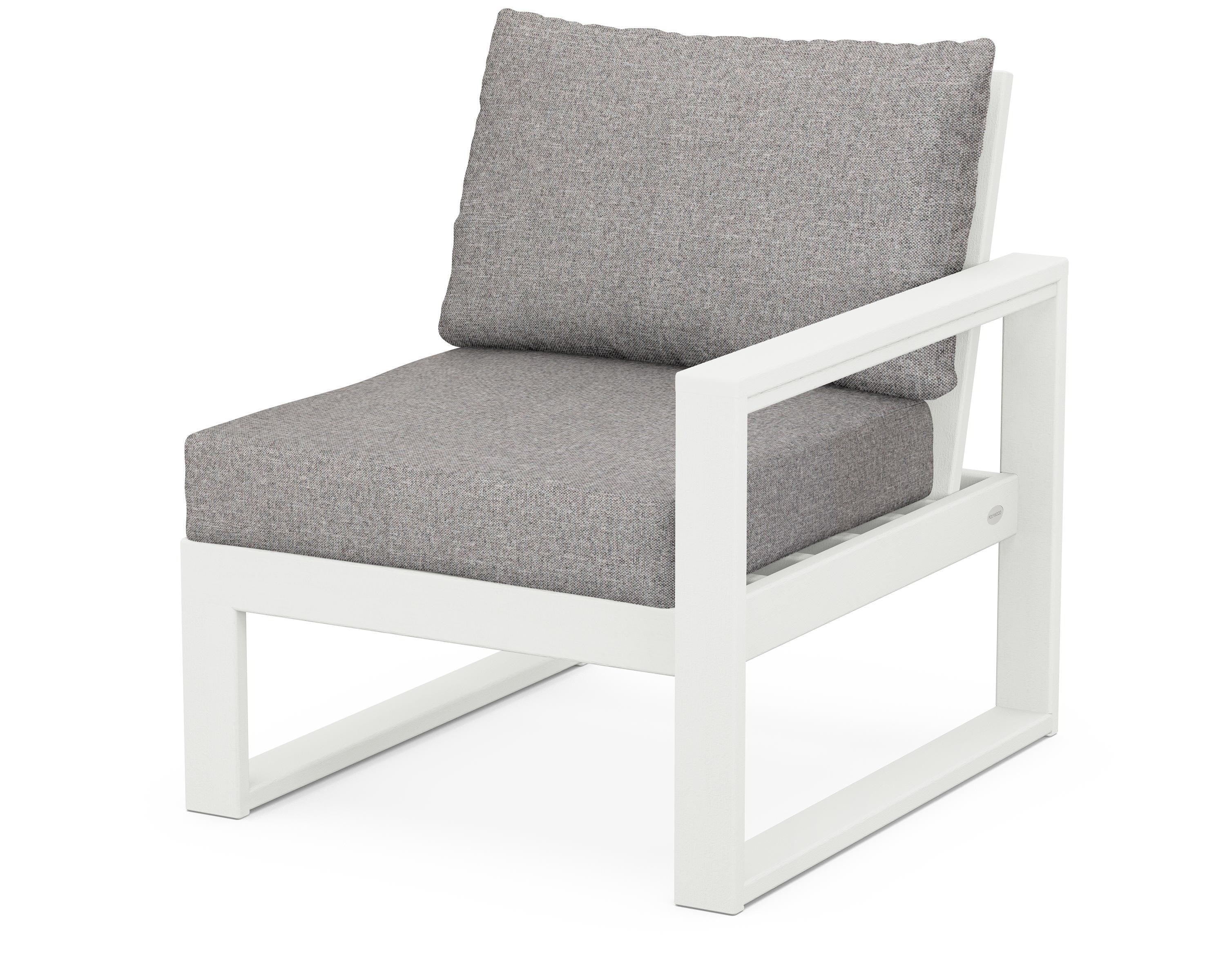 POLYWOOD® EDGE Modular Right Arm Chair in Vintage White / Grey Mist