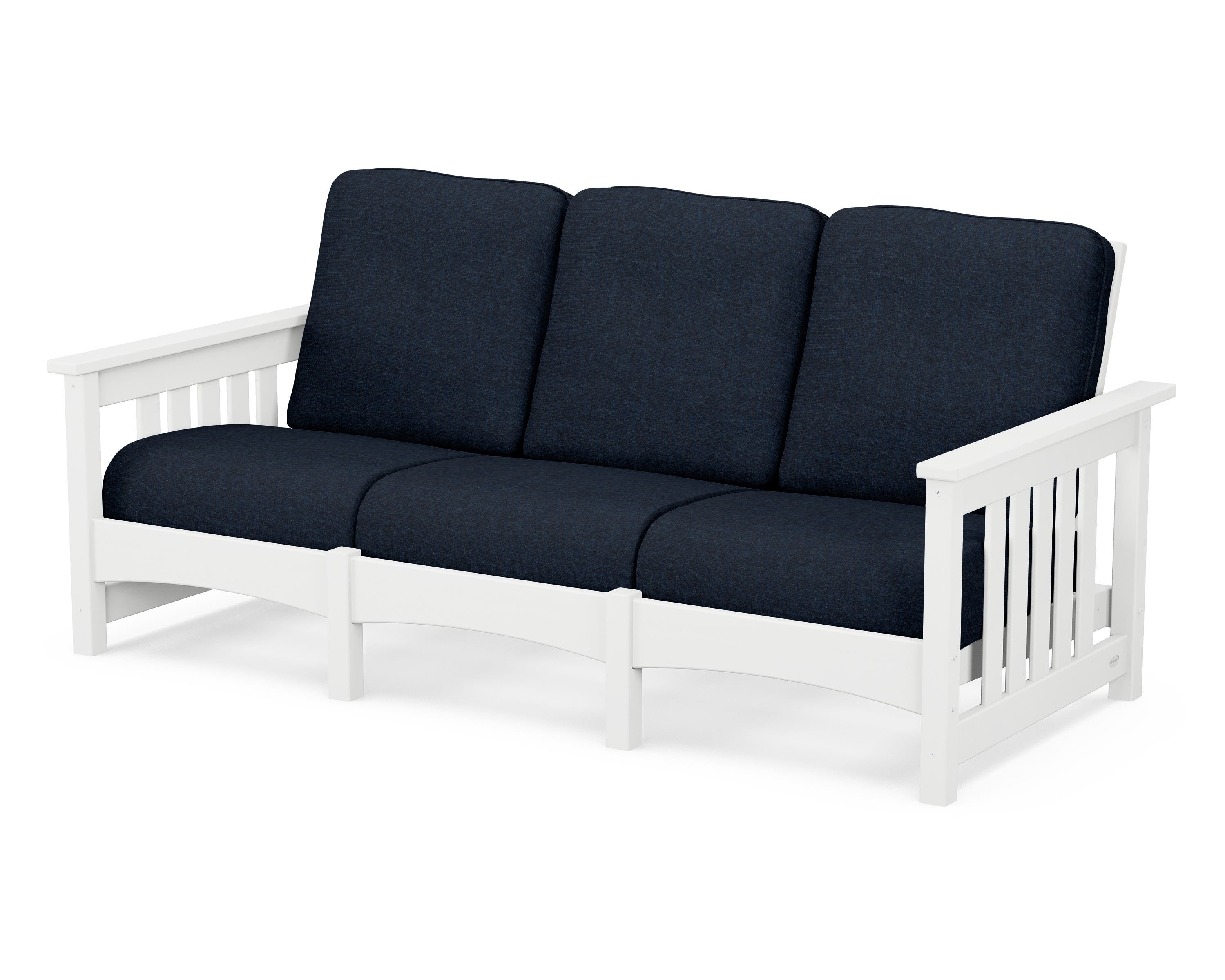 POLYWOOD® Club Mission Sofa in White / Marine Indigo