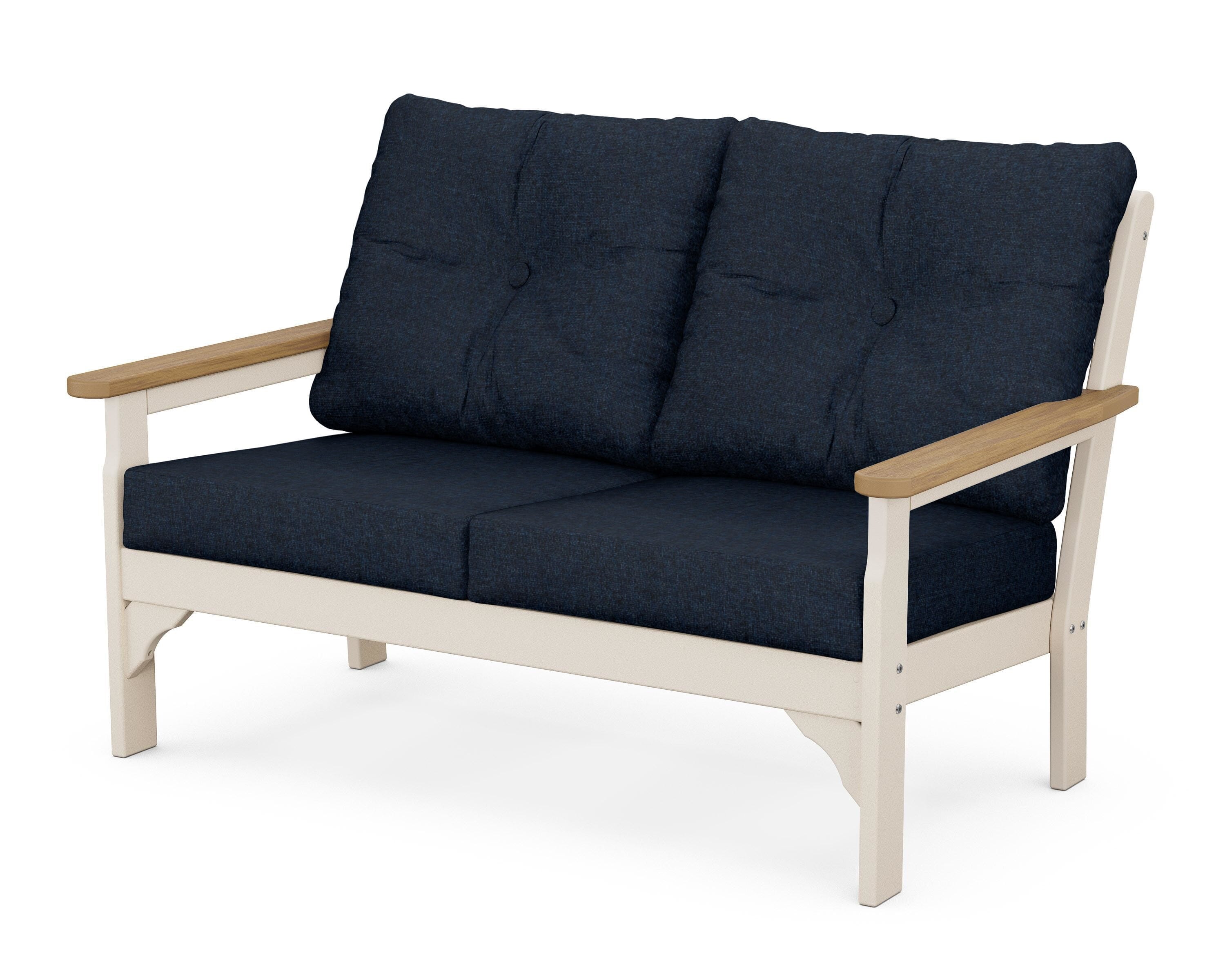 POLYWOOD® Vineyard Deep Seating Loveseat in Sand / Natural / Marine Indigo