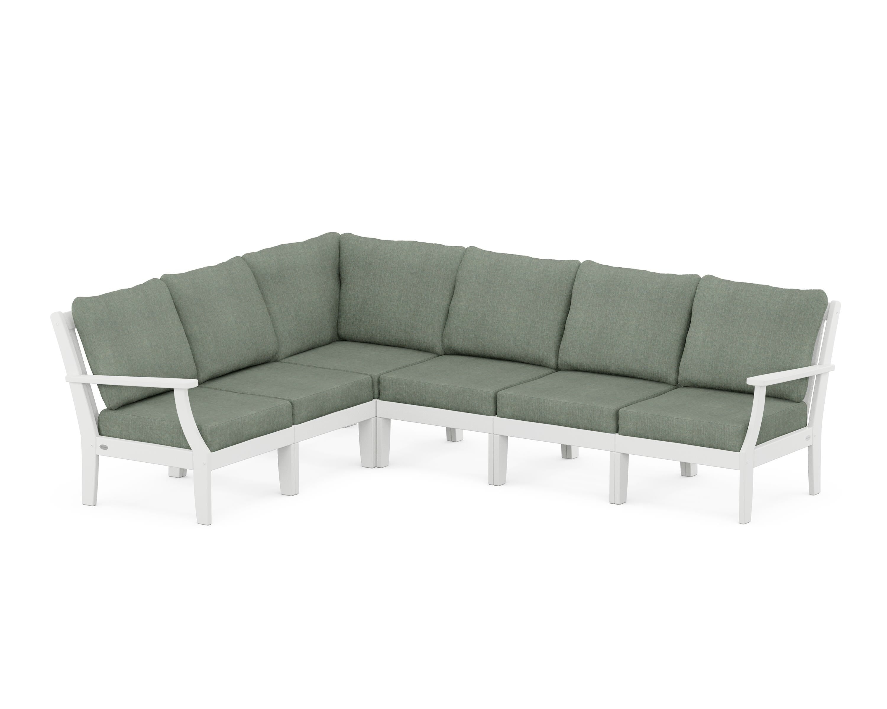 POLYWOOD® Braxton Modular 6-Piece Deep Seating Set in White / Cast Sage