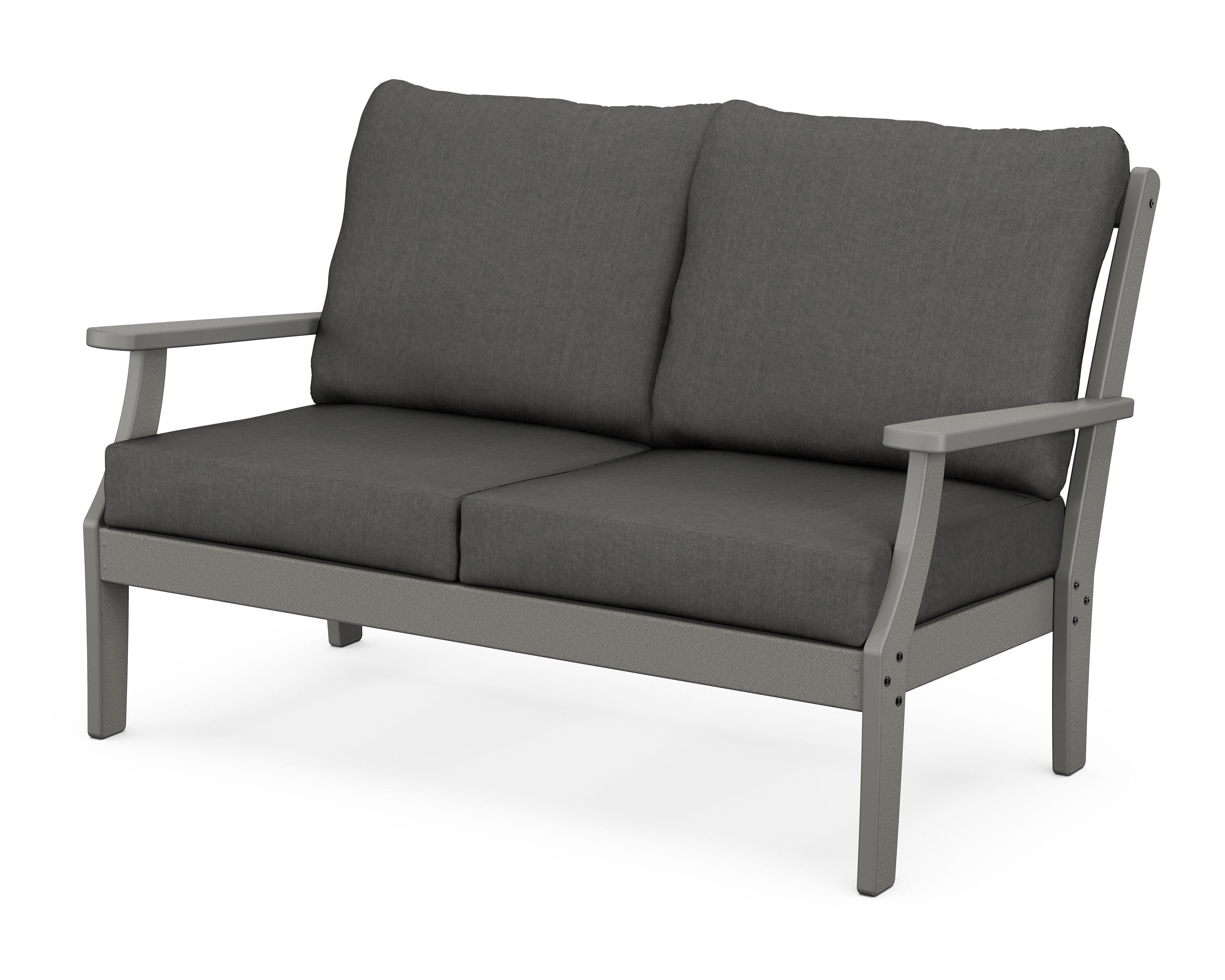 POLYWOOD® Braxton Deep Seating Loveseat in Slate Grey / Spectrum Carbon
